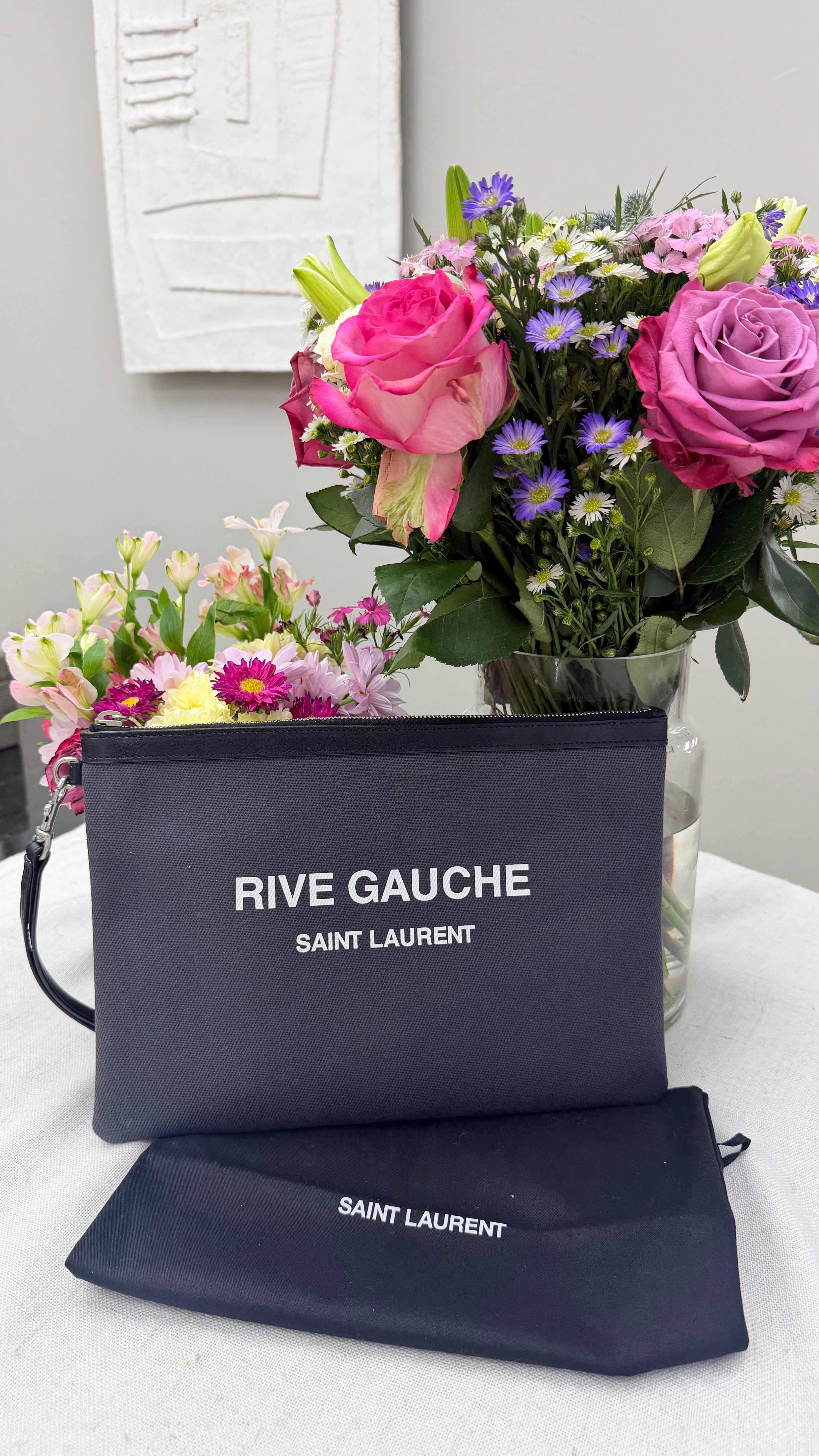 *DONS DROP* Saint Laurent YSL Black Canvas Pouch