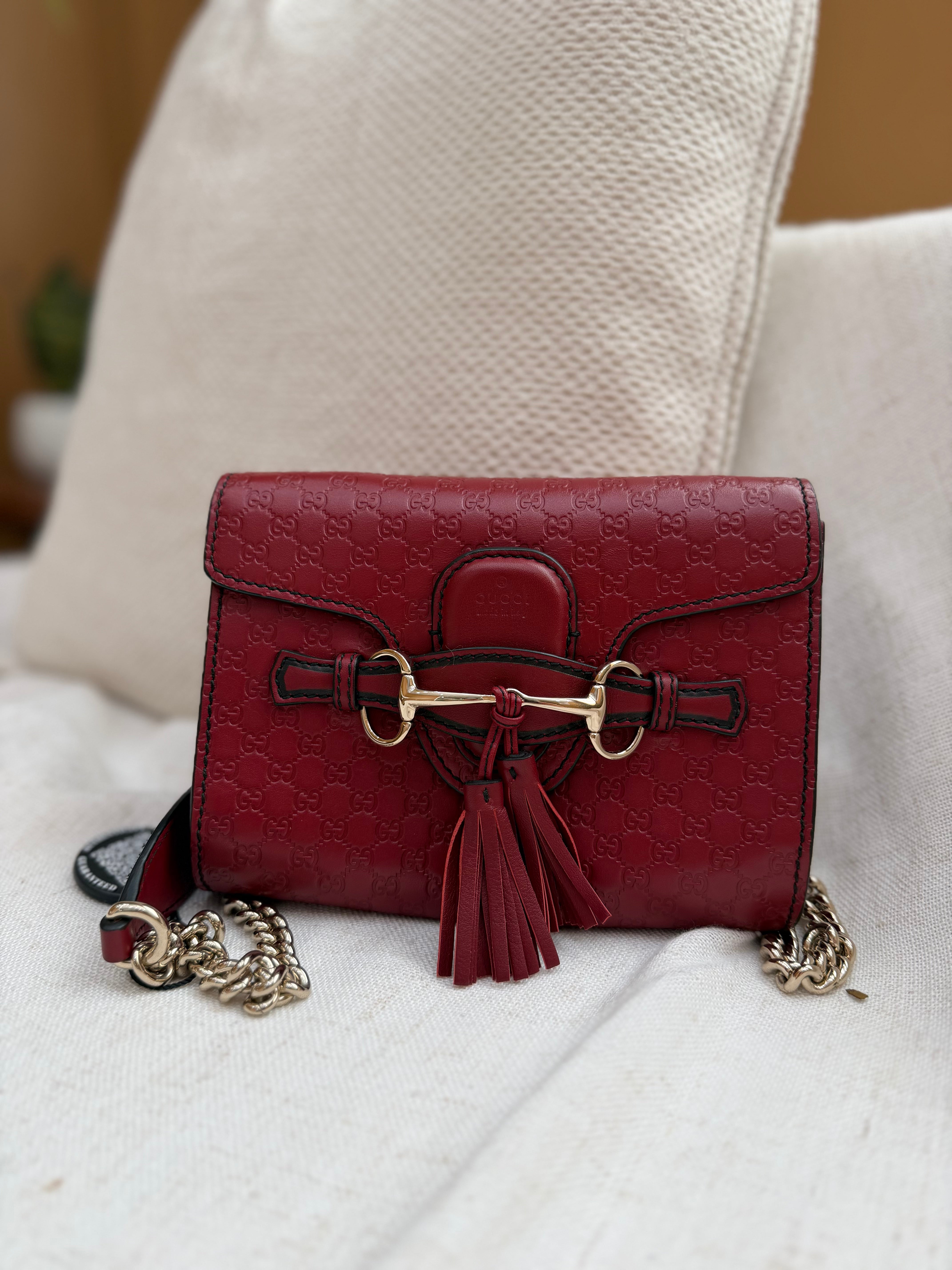 *DONS PRE-DROP* LIKE NEW- Gucci Red Microguccissima Mini Emily Chain Bag