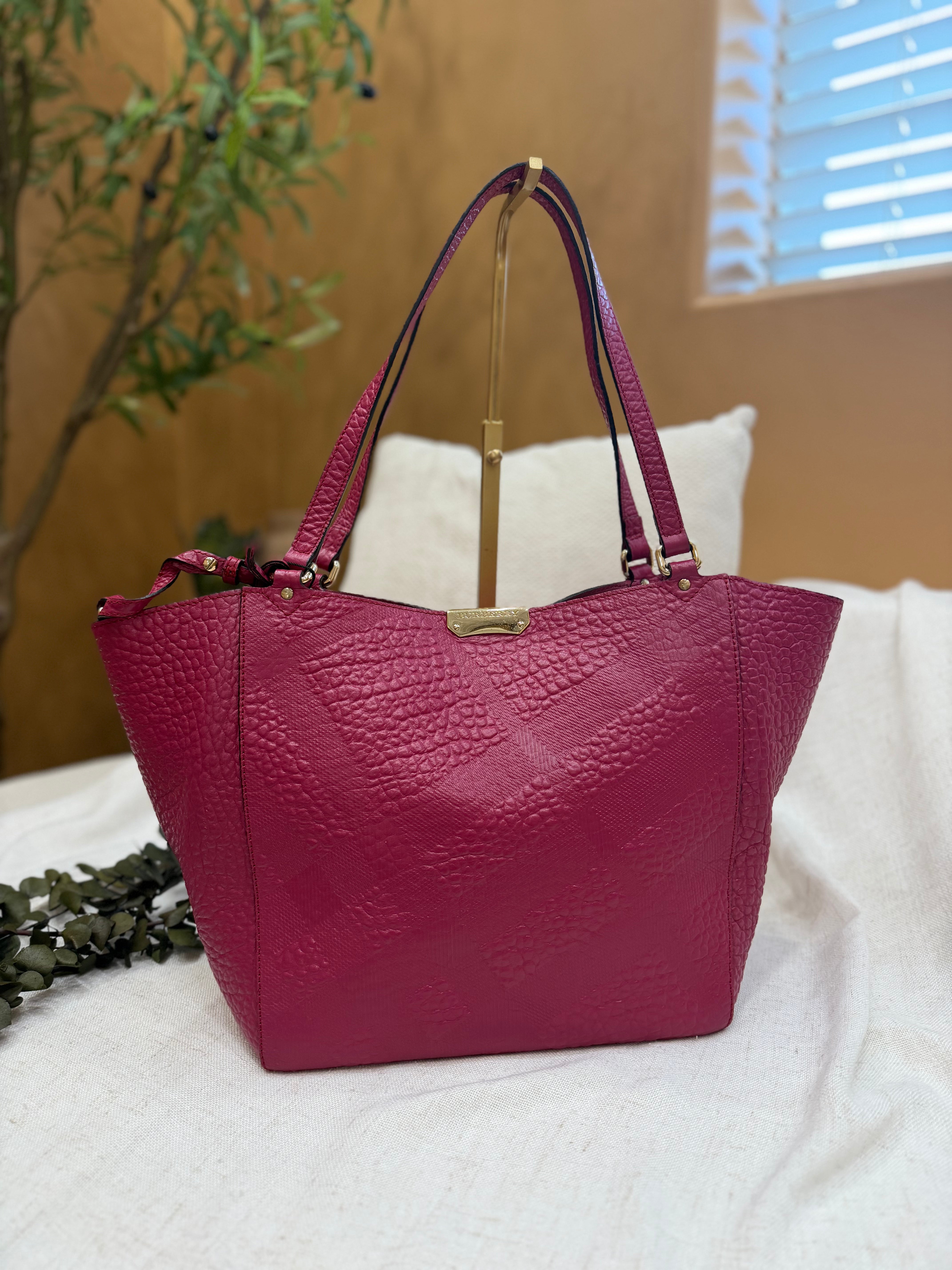*DONS PRE-DROP* Burberry Raspberry Grained Leather Small Canterberry Tote