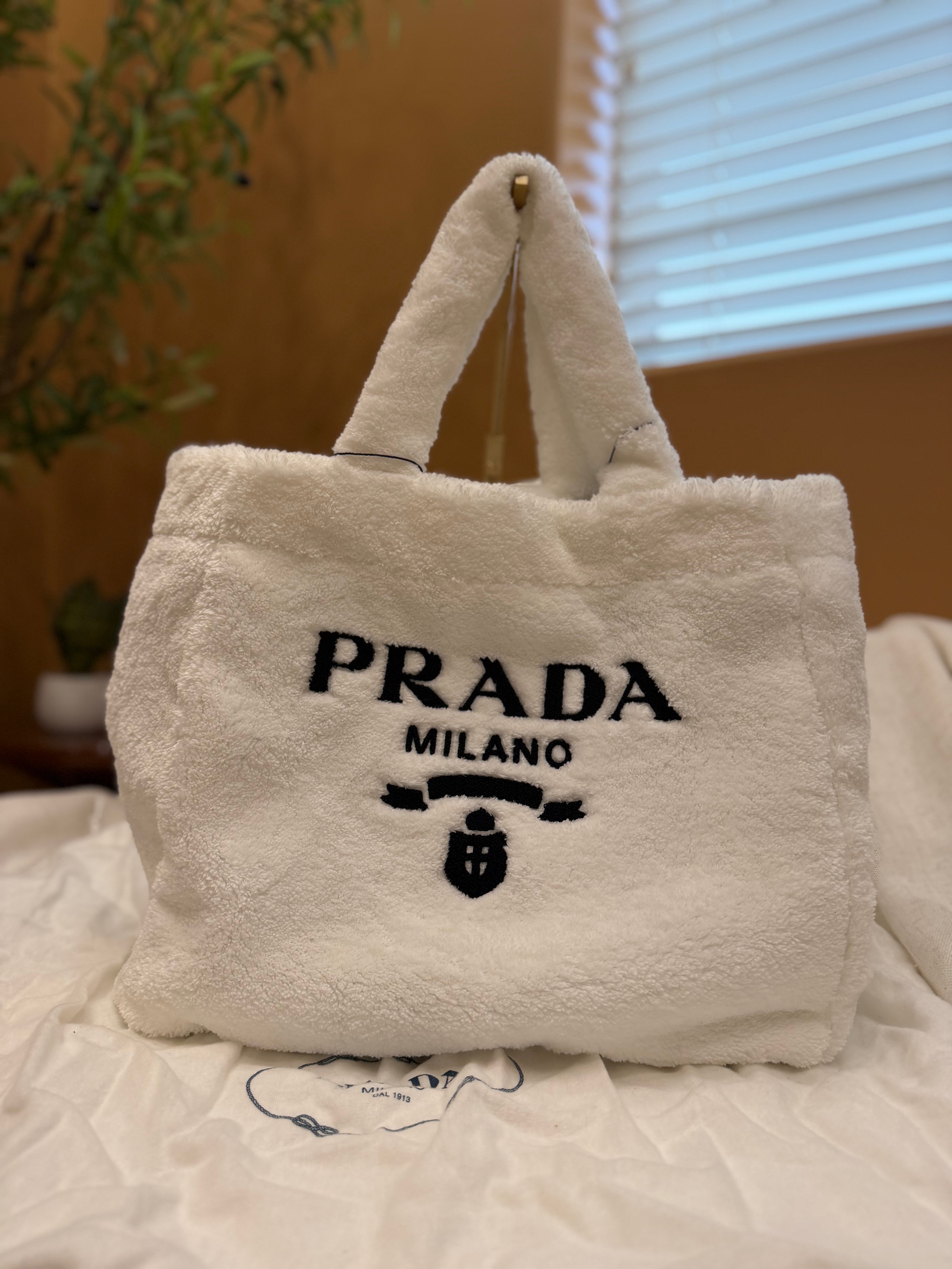 *DONS PRE-DROP* Prada White Terry Cloth Tote Bag