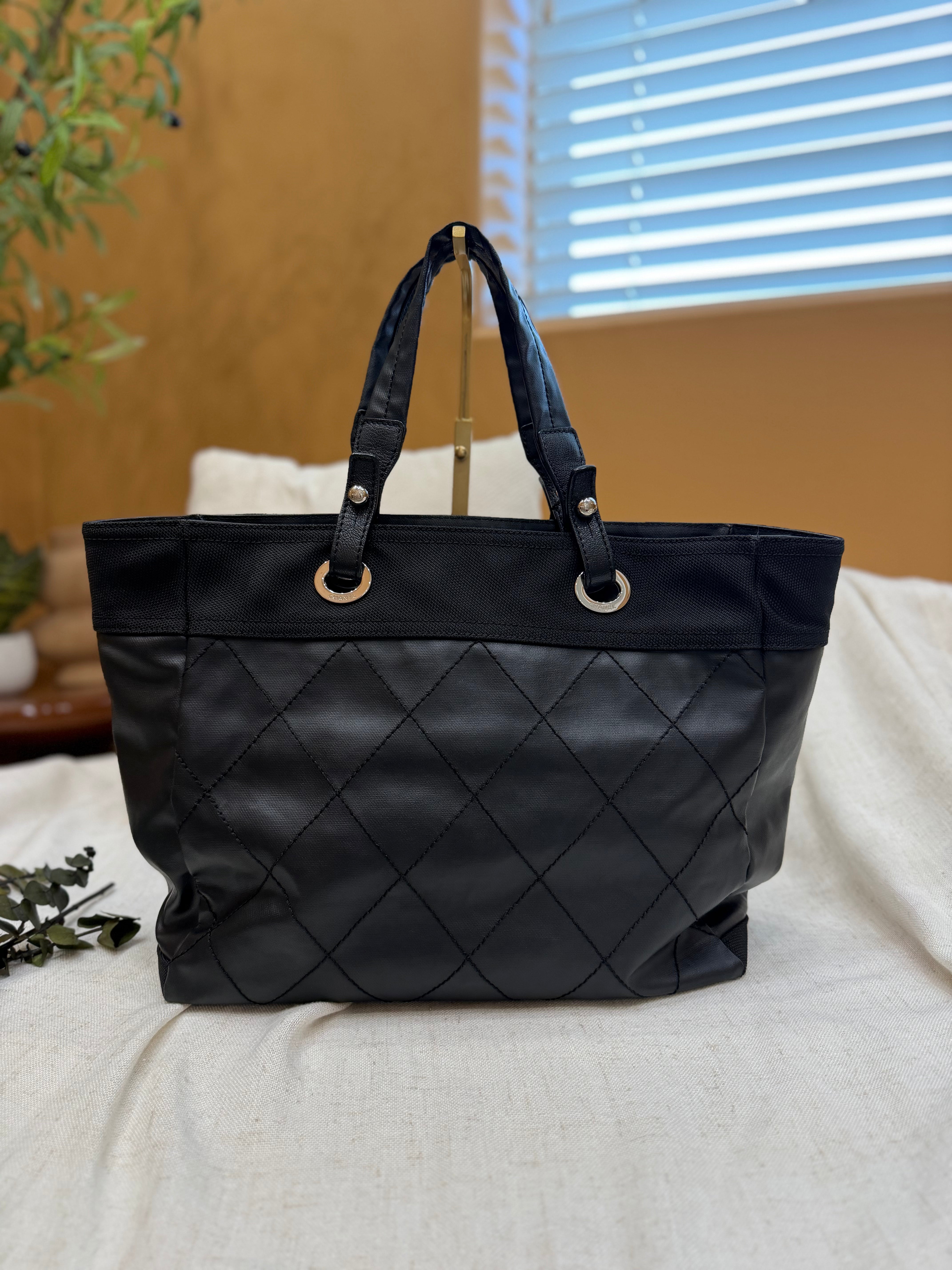 *DONS PRE-DROP* Chanel Black Diamond Quilted Paris Biarritz Tote Bag