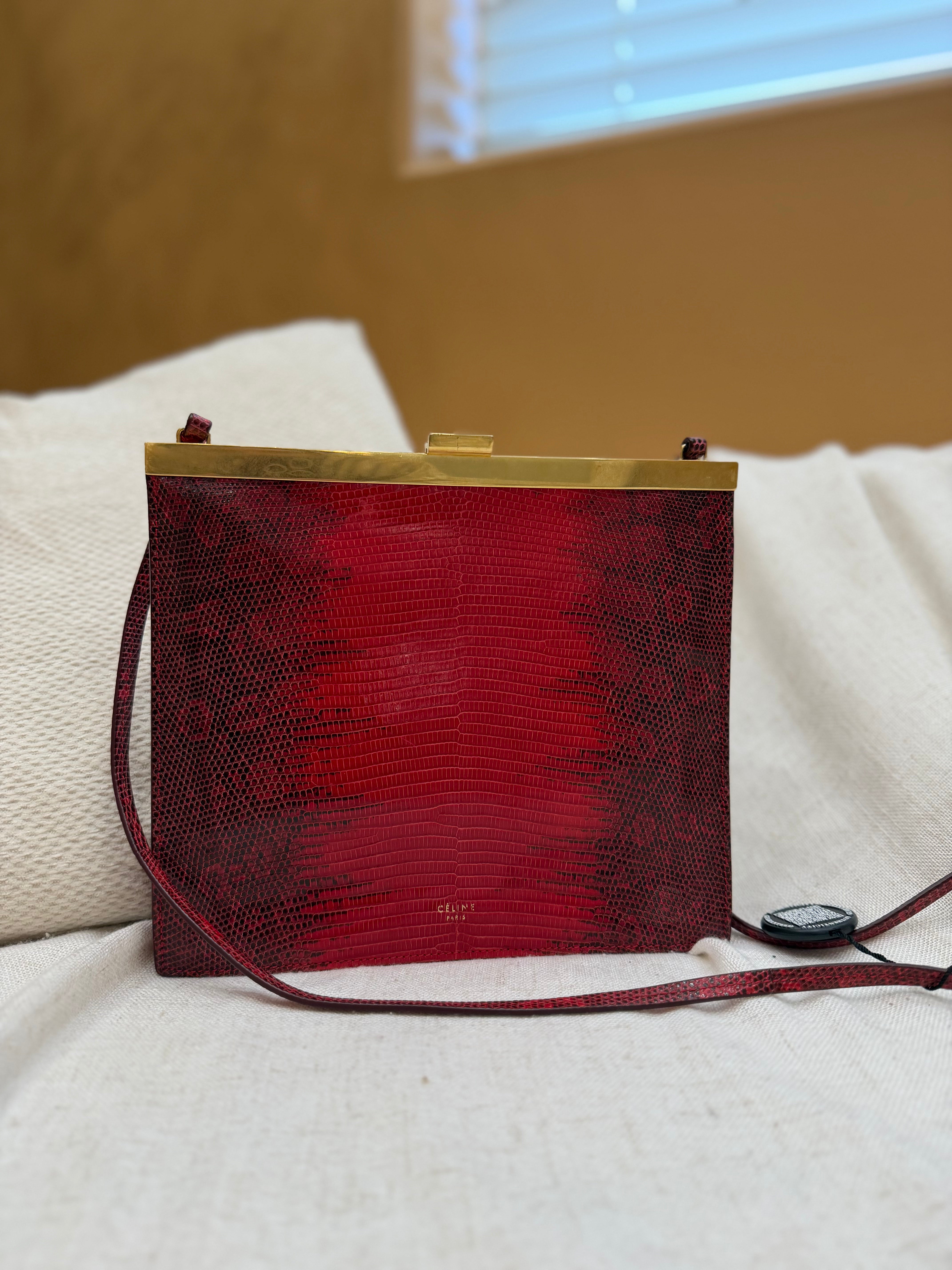 *DONS PRE-DROP* Celine Vintage Red Lizard Mini Clasp Bag