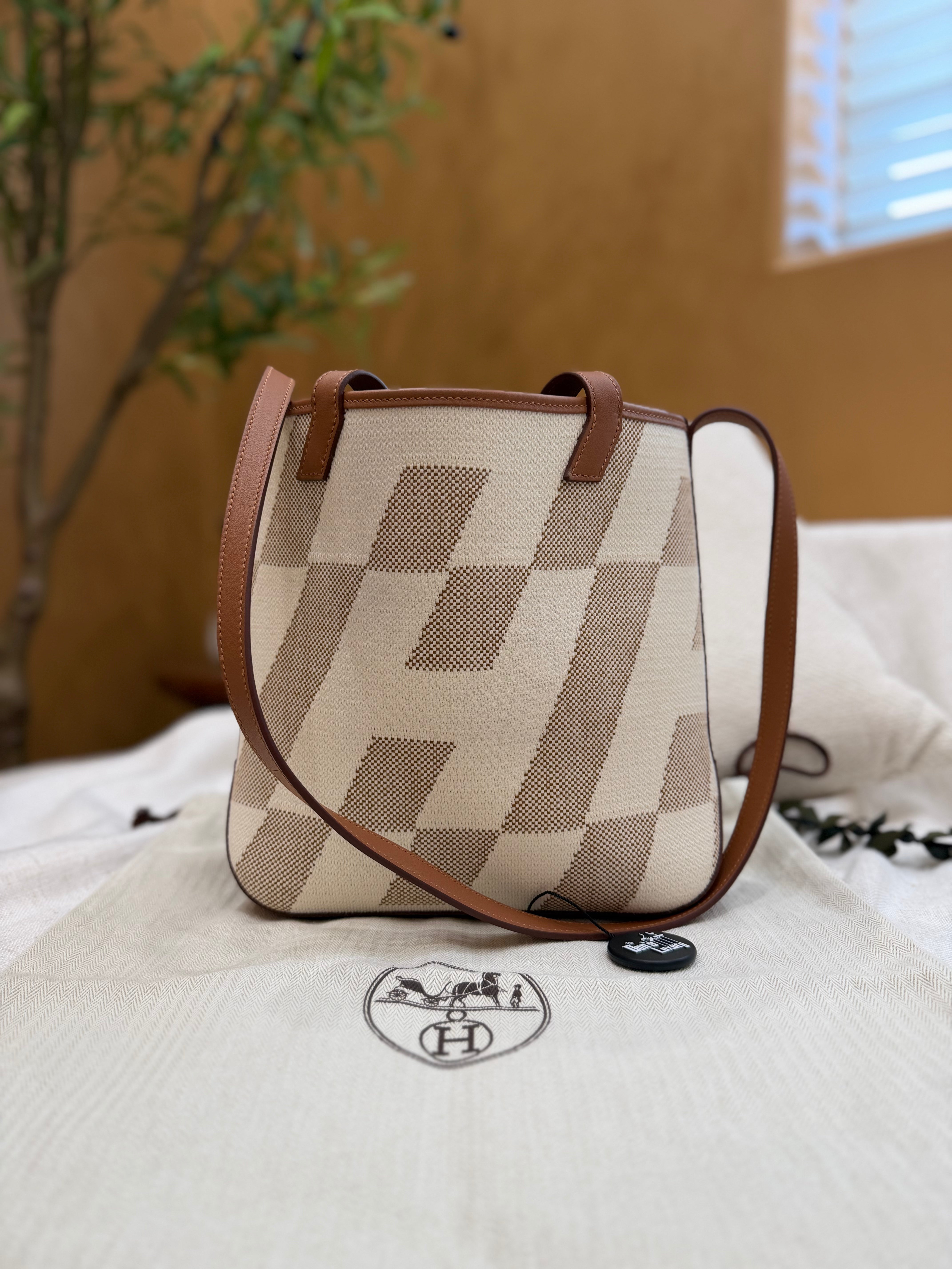 *DONS PRE-DROP* BRAND NEW- Hermes Naturel H Canvas & Gold Leather Cabas H en Biais 27 Tote