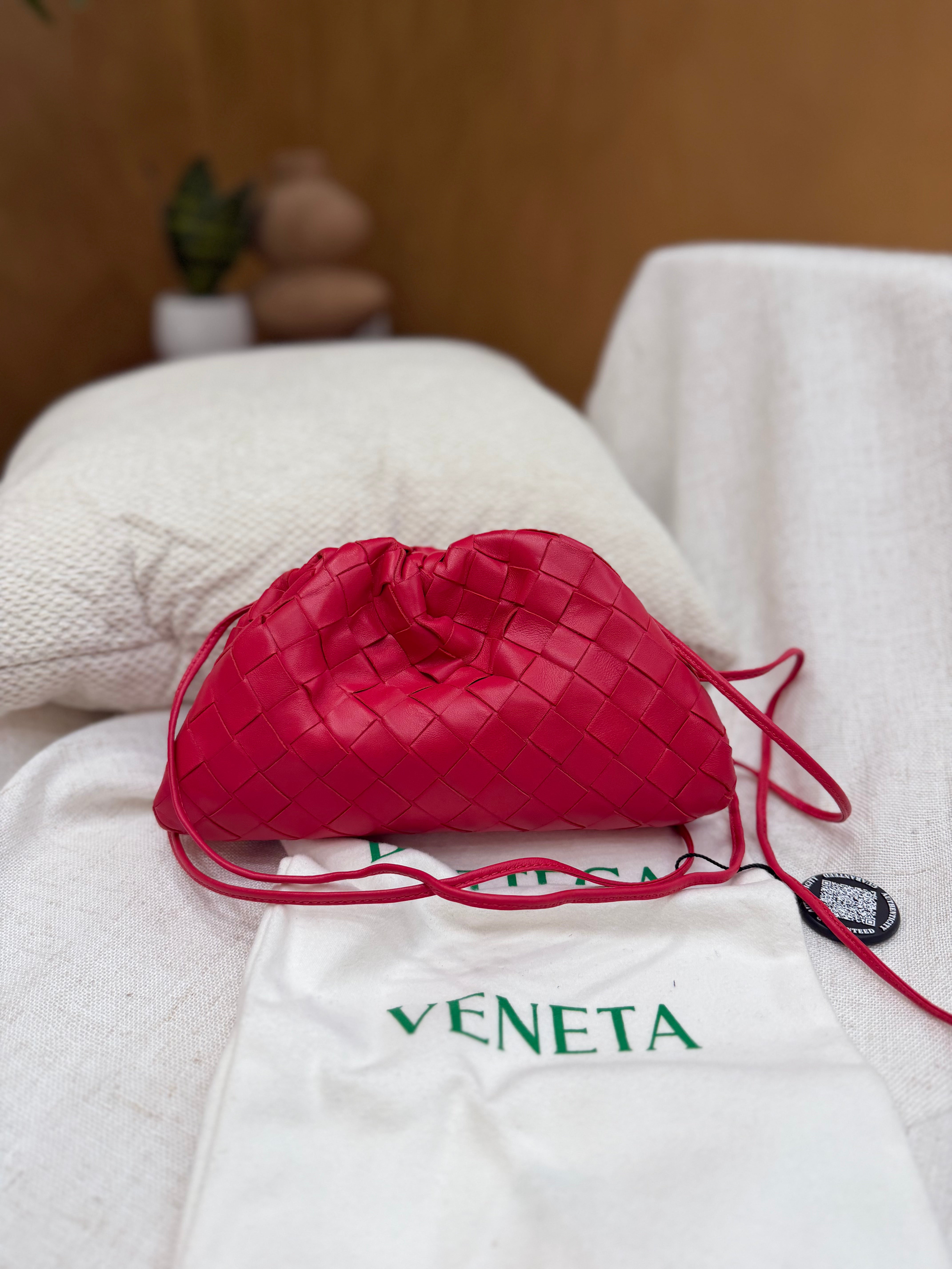 *DONS PRE-DROP*  Bottega Veneta Red Nappa Intracciato Leather Mini Pouch