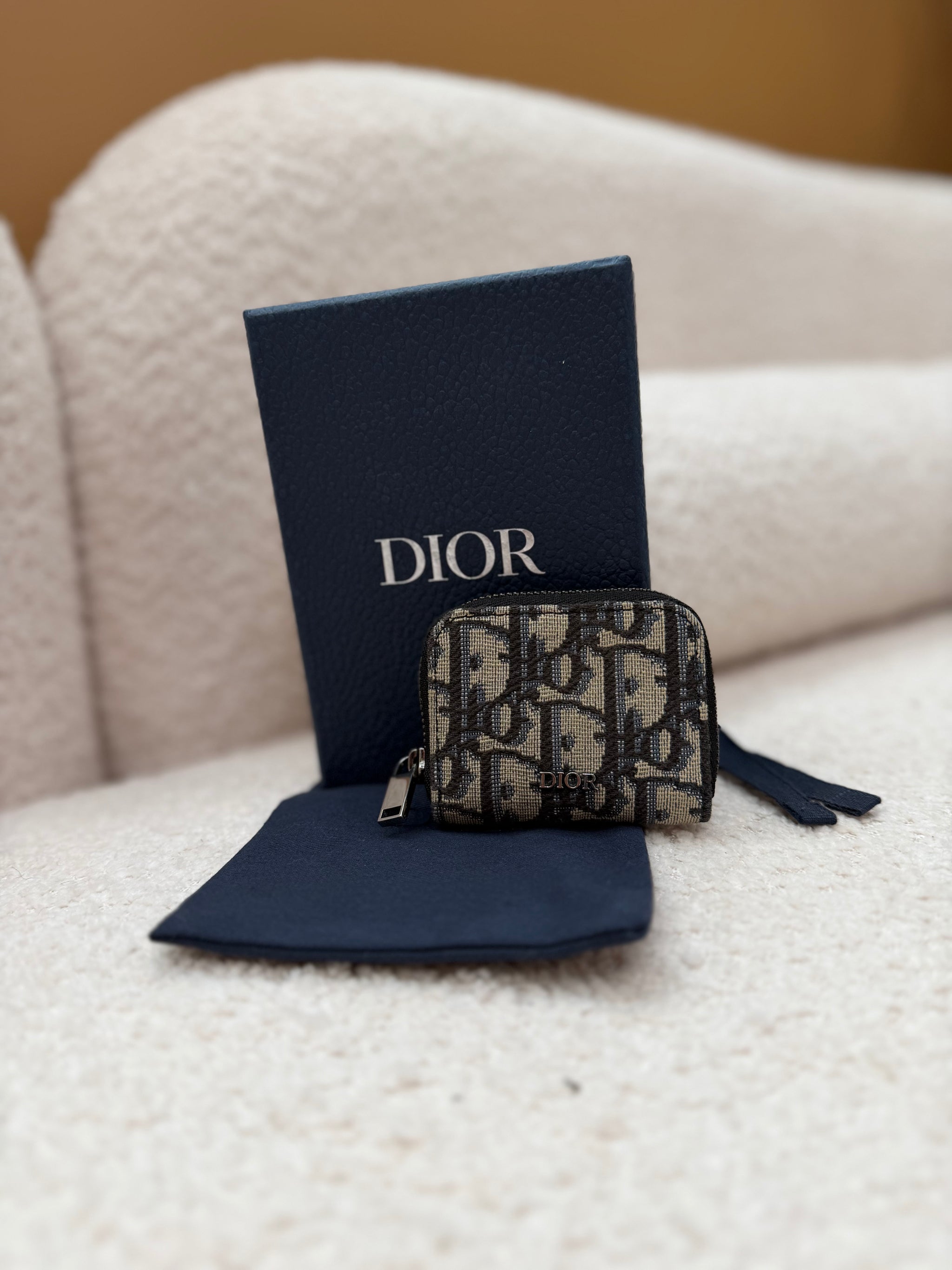 Christian Dior Blue Trotter Mini Zippy Coin Pouch