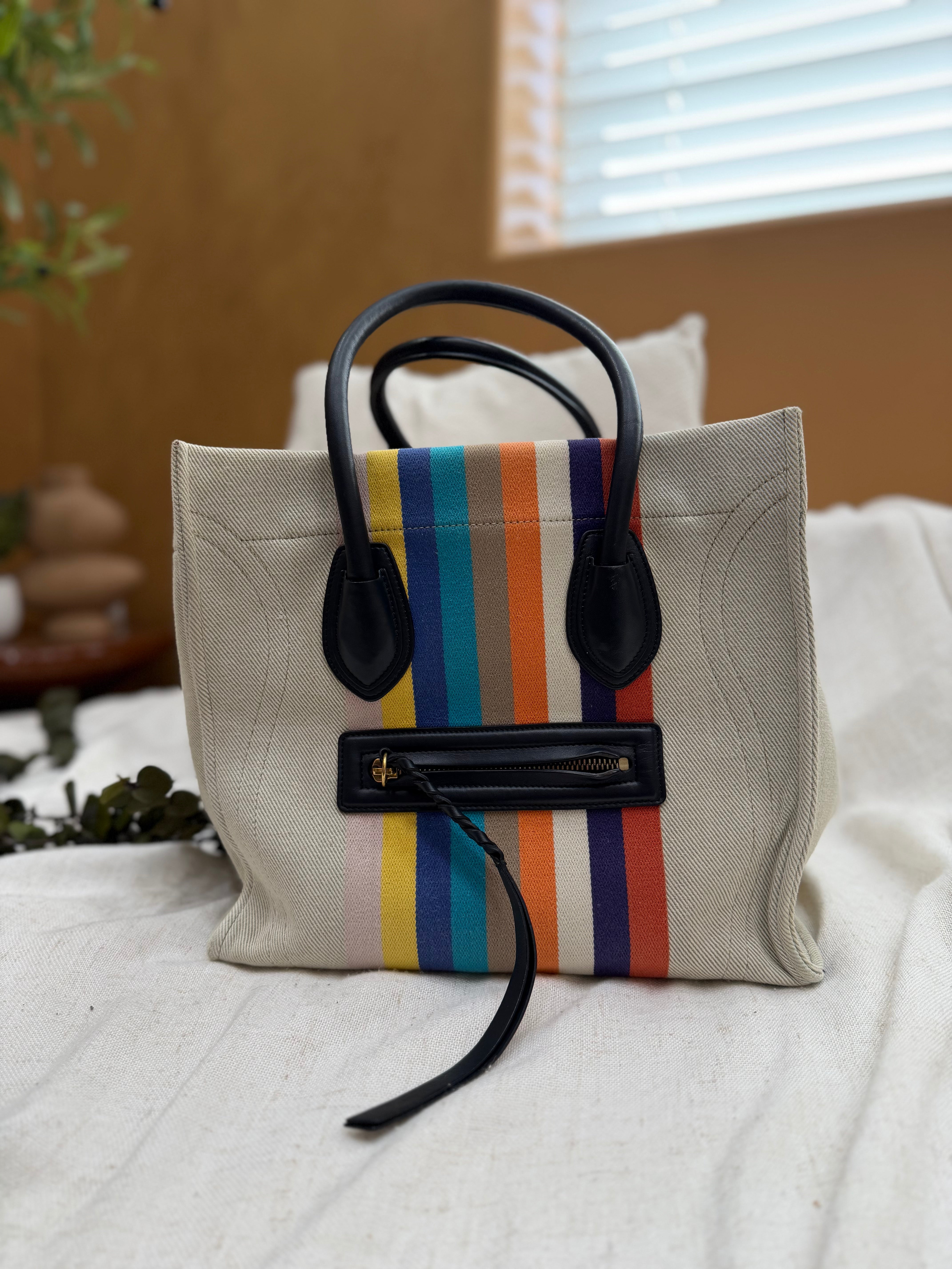 *DONS PRE-DROP* Celine Multicolor Stripped Canvas Medium Phantom Luggage Tote