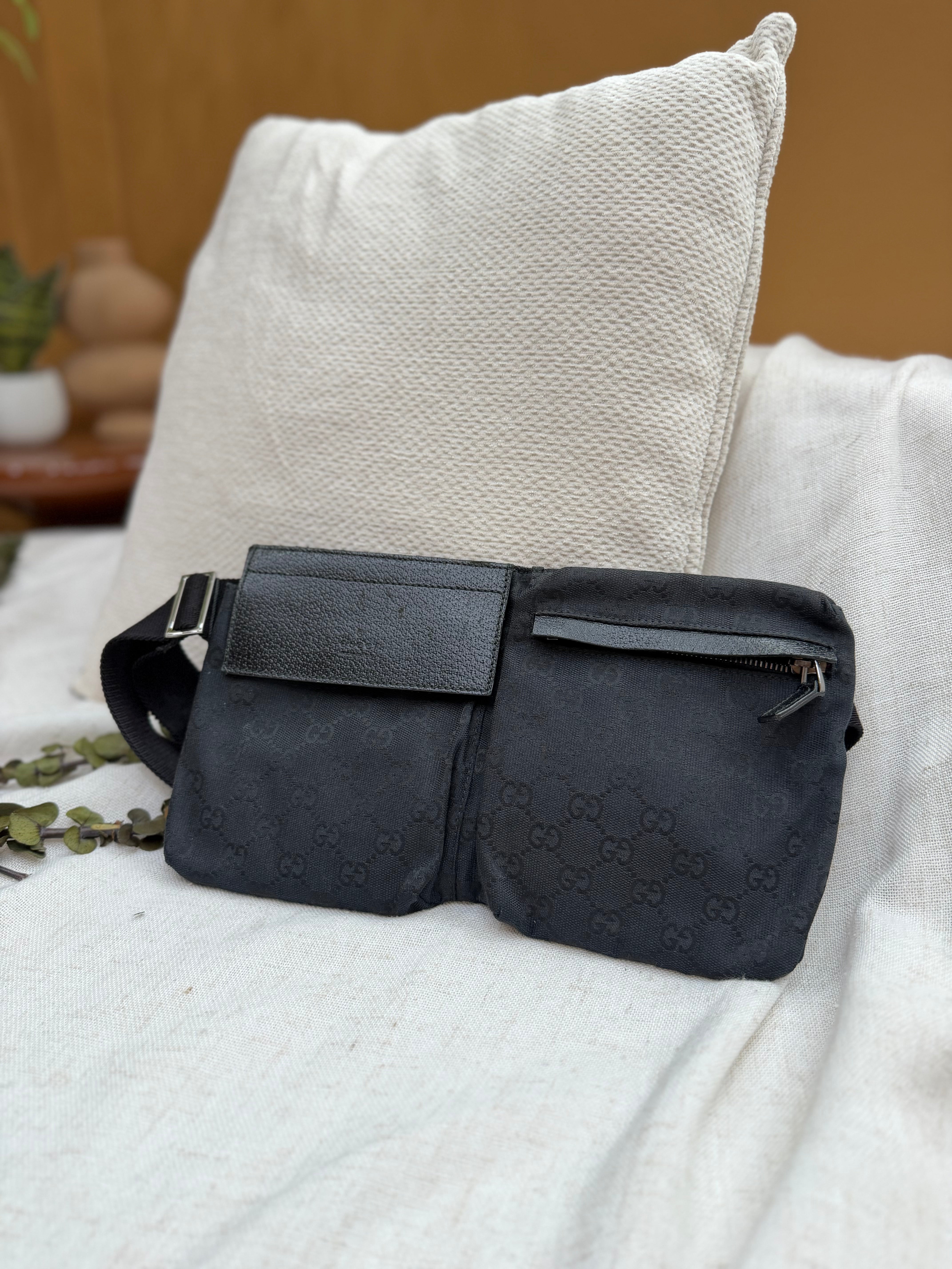 *DONS PRE-DROP* Gucci Black GG Canvas Double Pocket Waist Belt