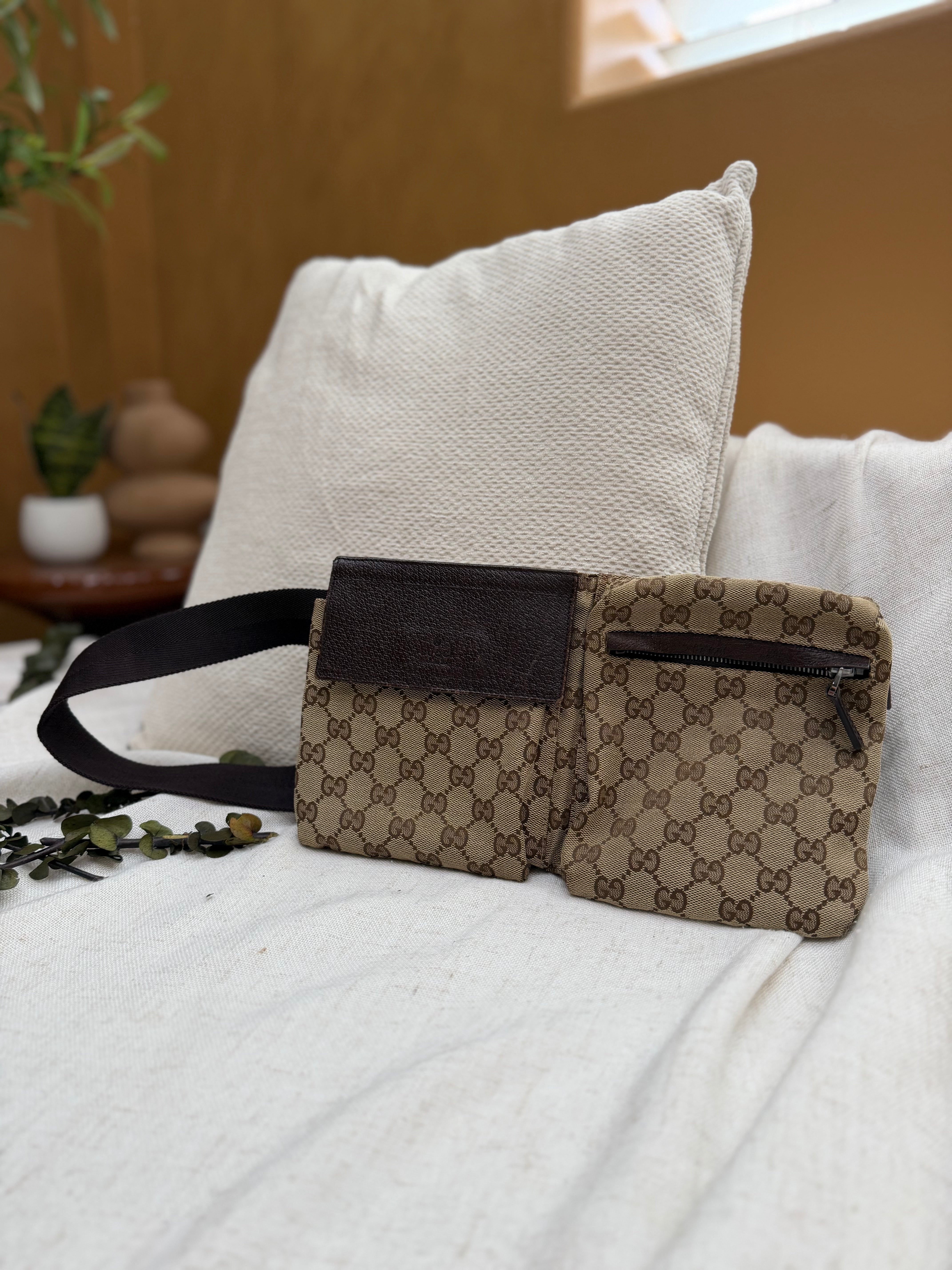 *DONS PRE-DROP* Gucci Brown GG Canvas Double Pocket Waist Belt