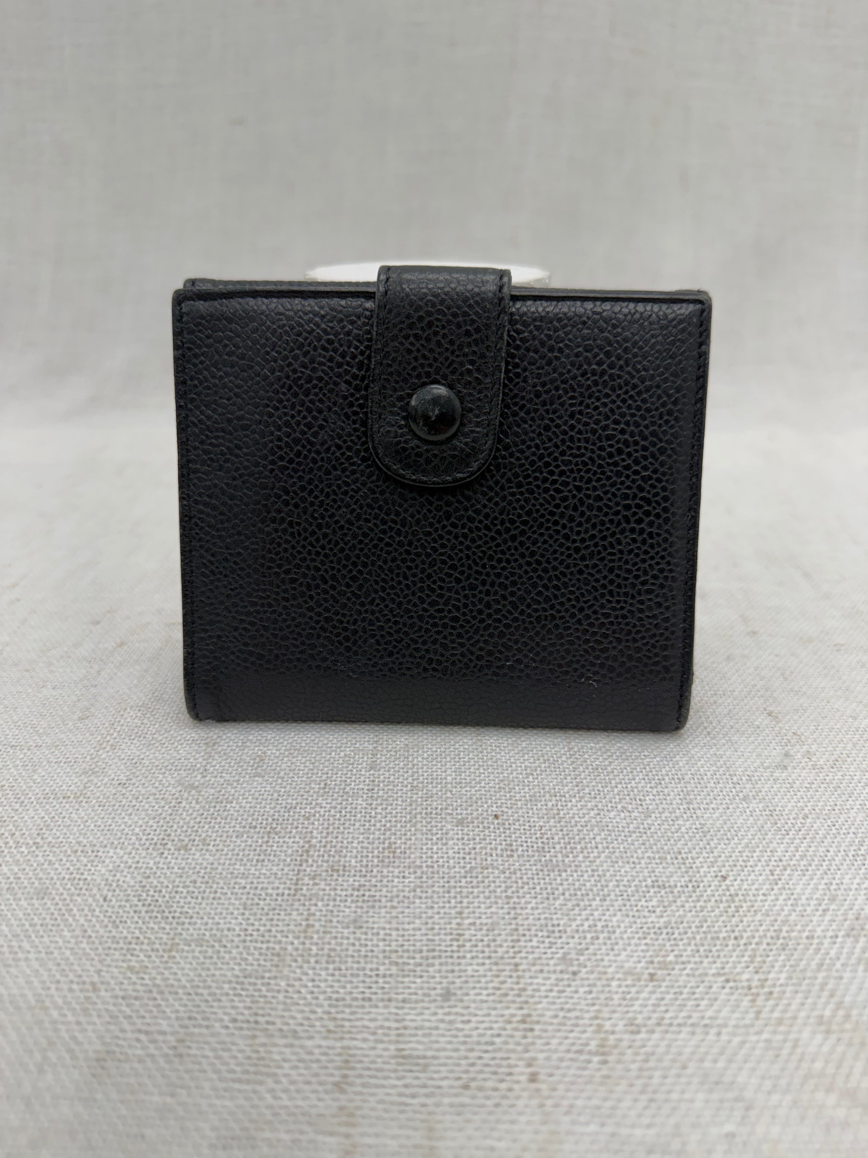 Chanel Black Caviar Leather Compact Wallet