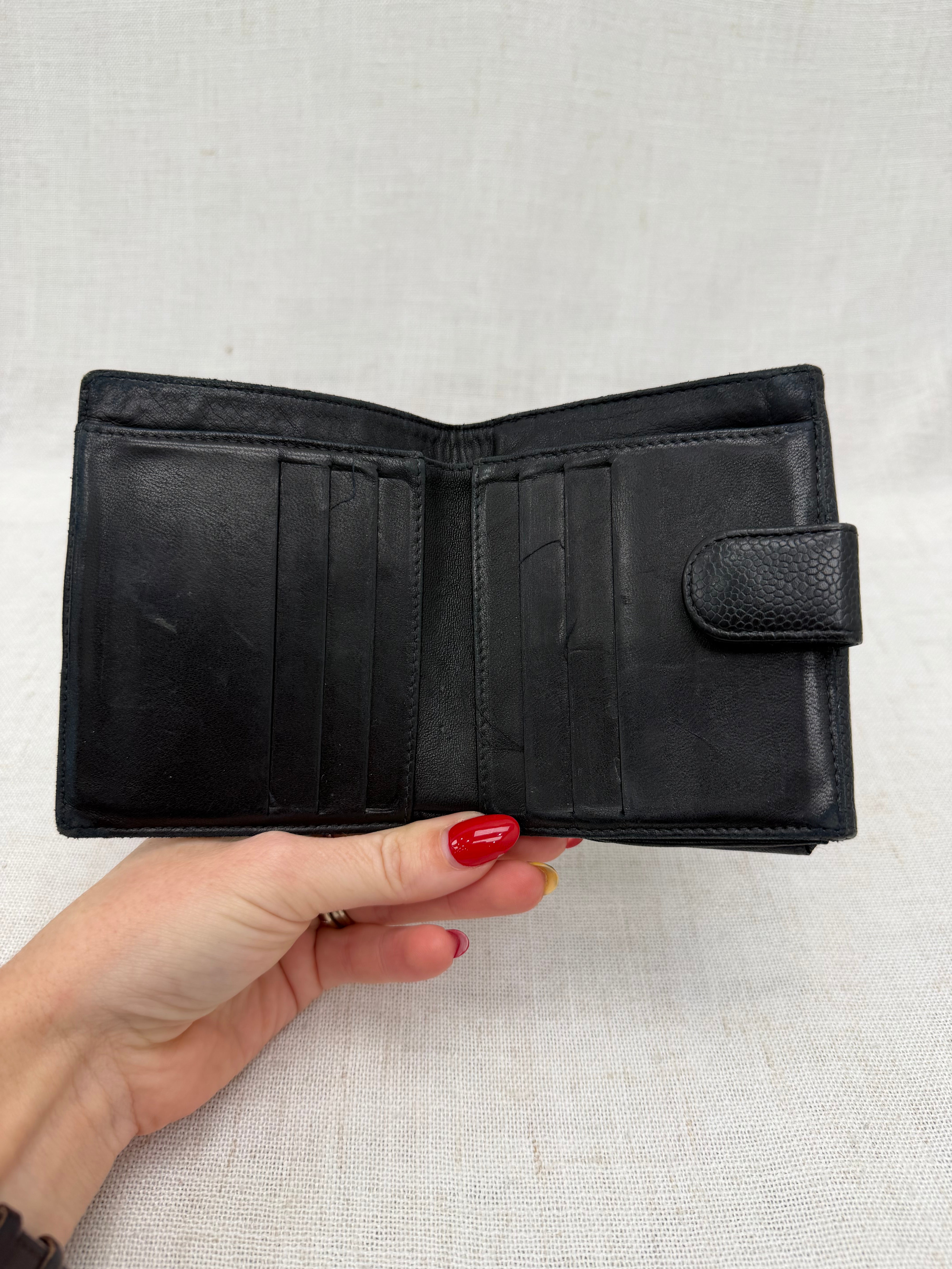 Chanel Black Caviar Leather CC Compact Wallet