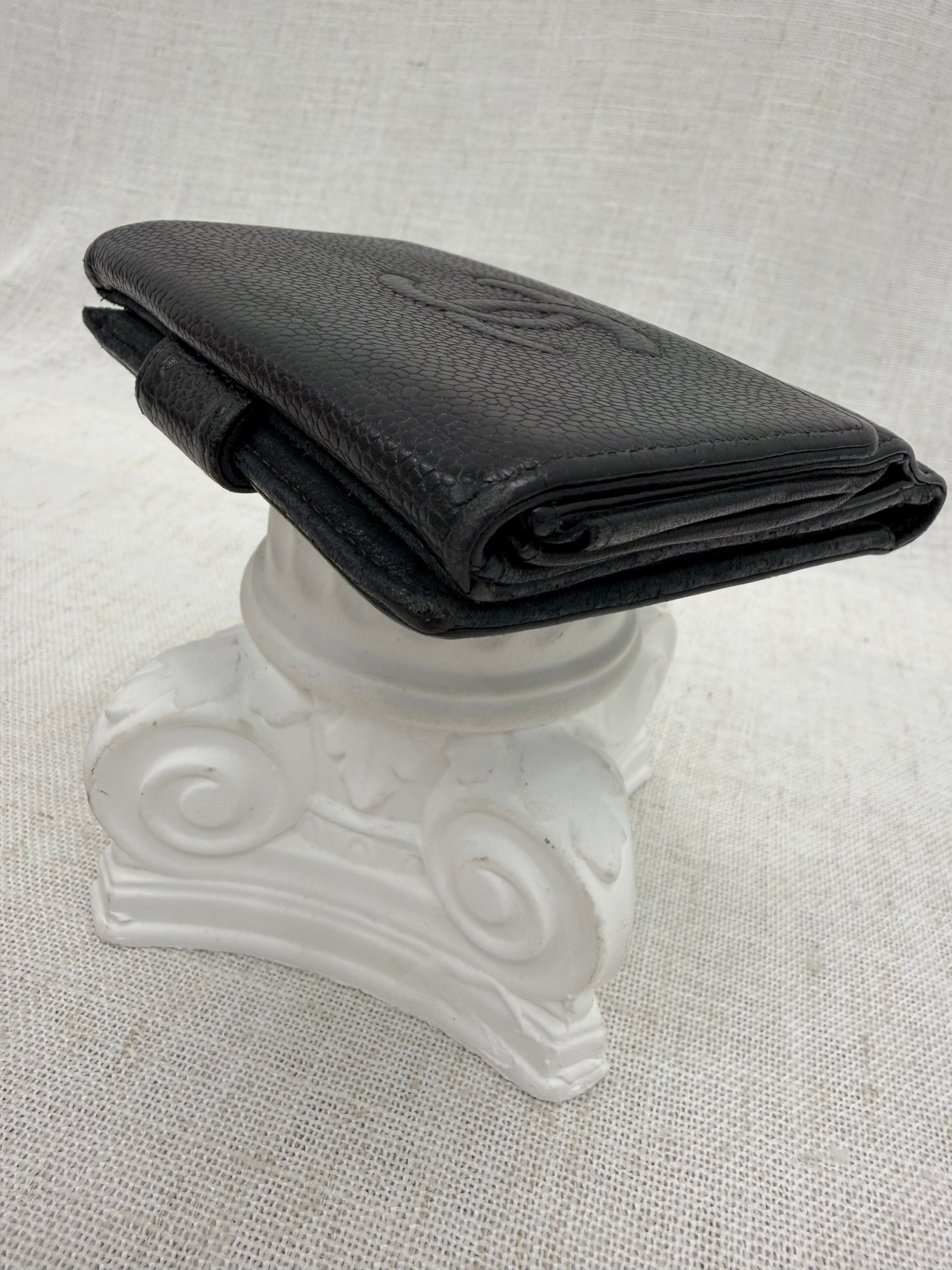 Chanel Black Caviar Leather CC Compact Wallet