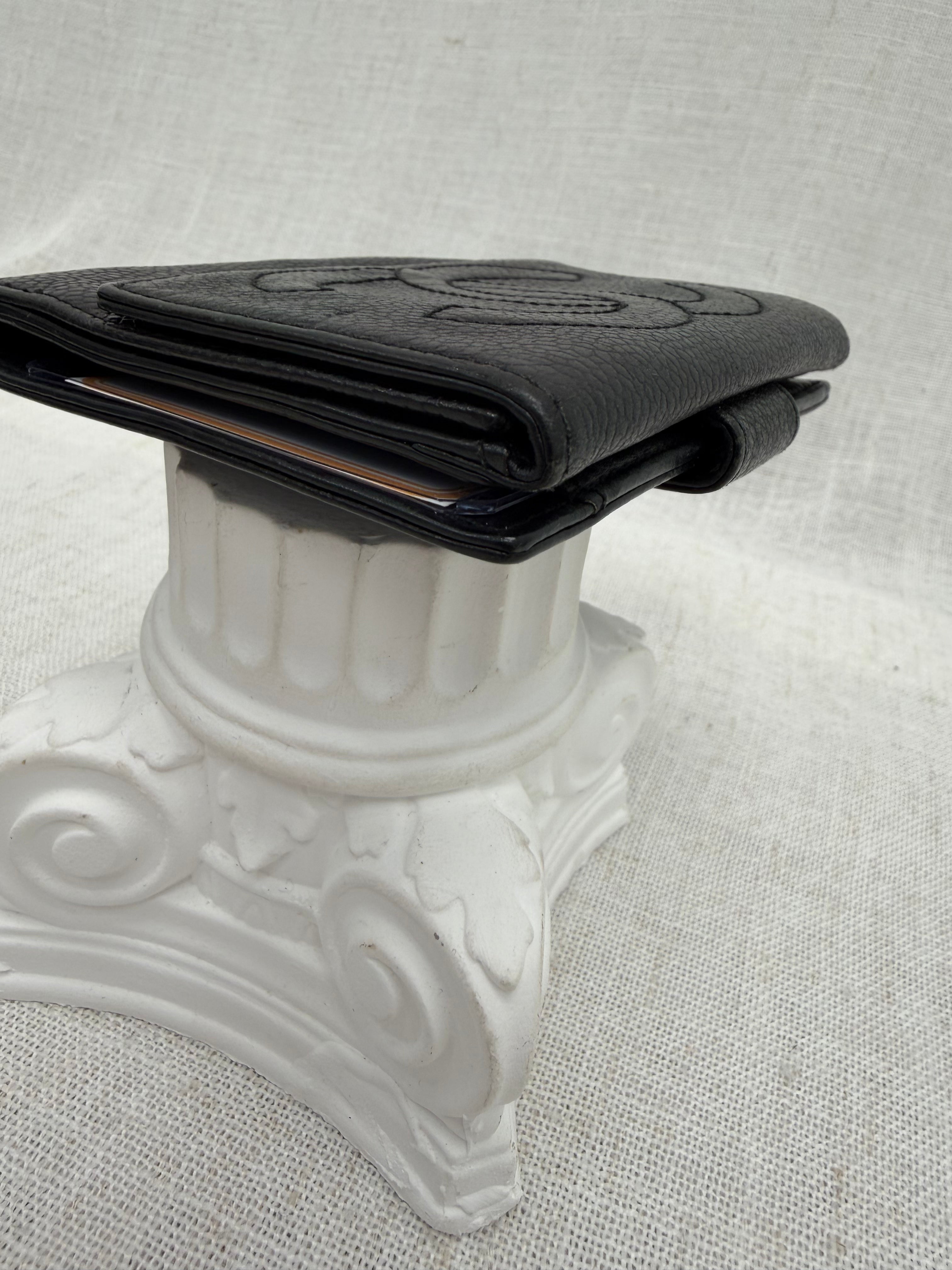 Chanel Black Caviar Leather Compact Wallet