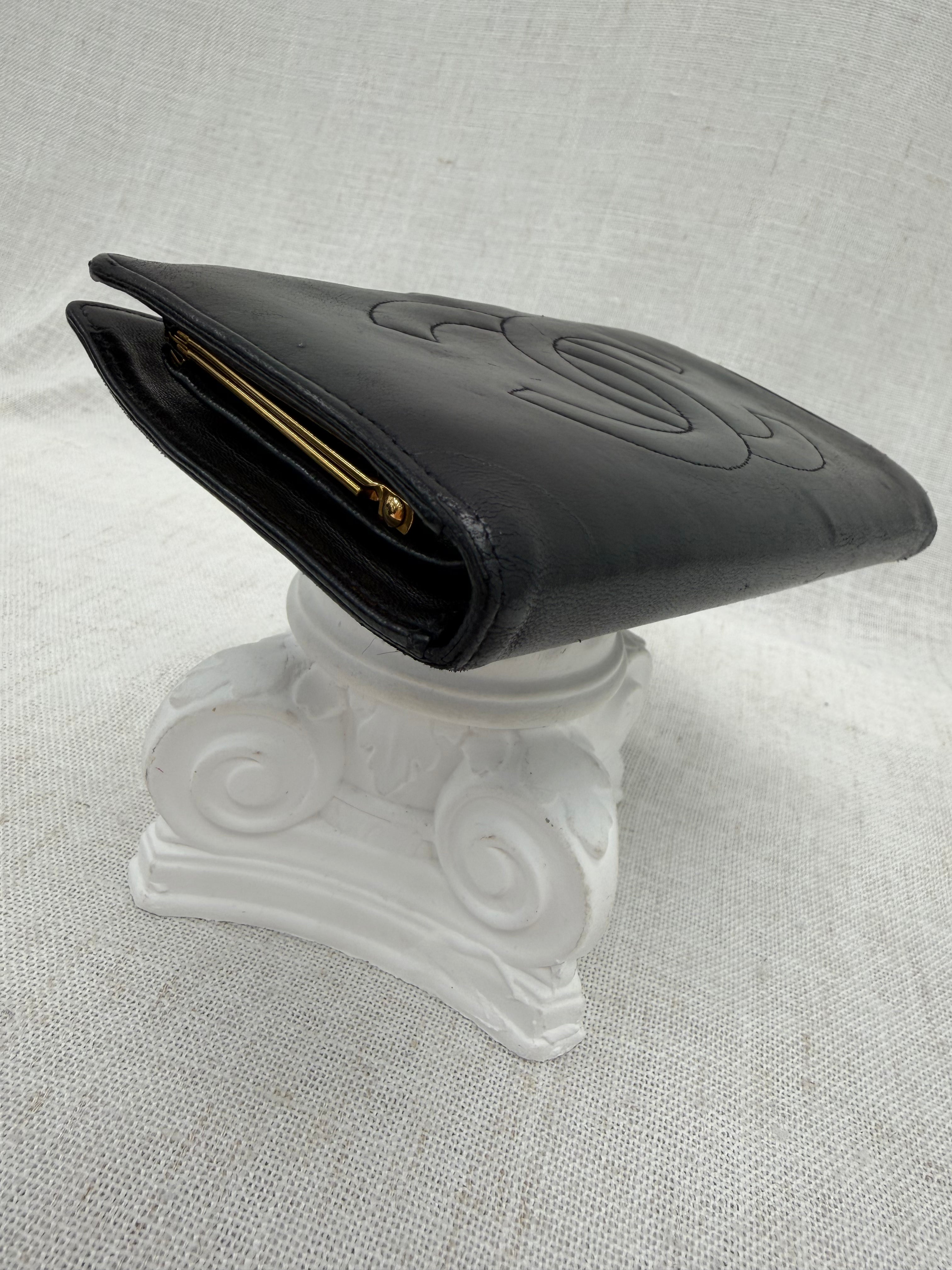 Chanel Black Leather Kisslock Long Wallet