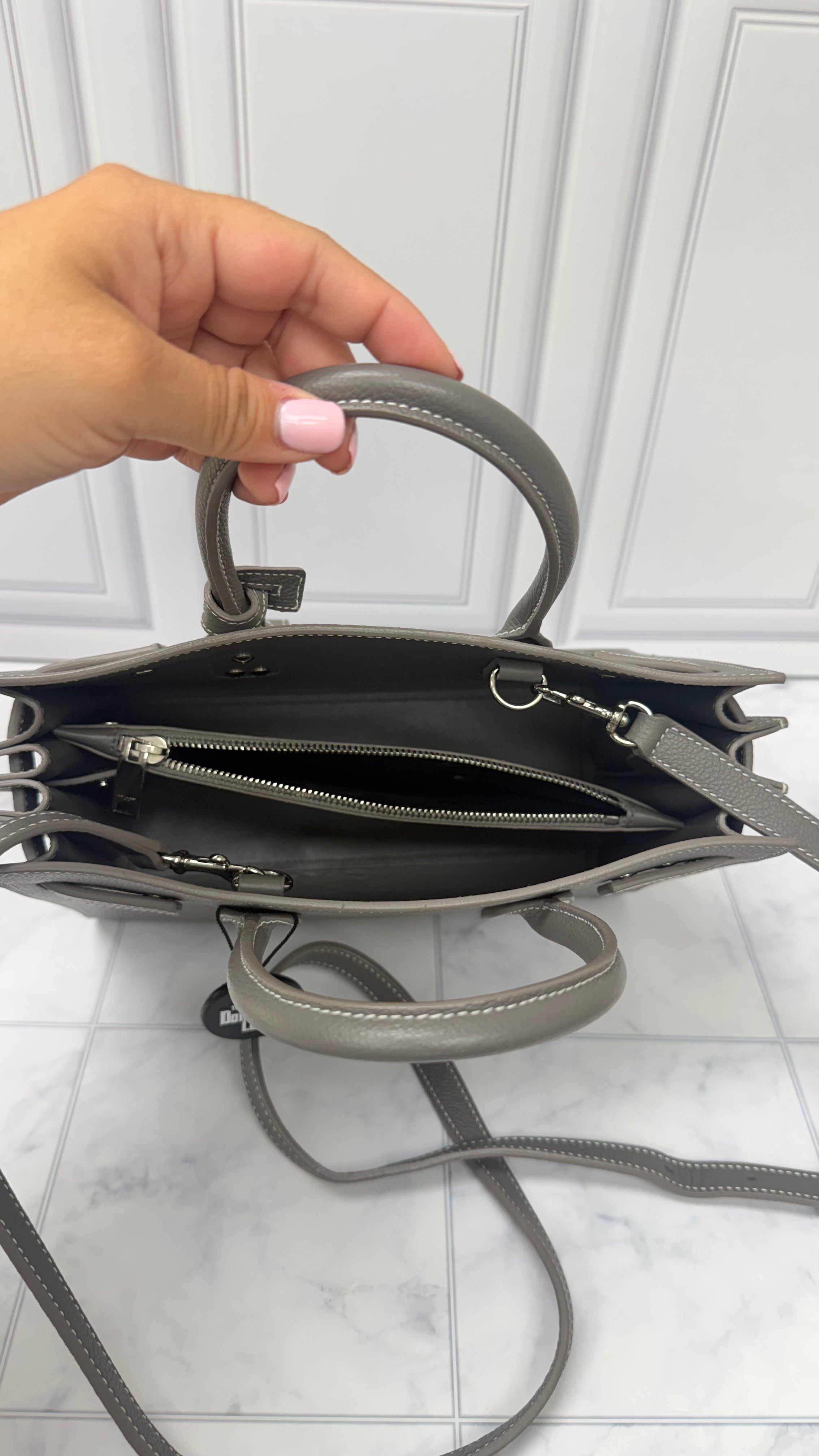 *DONS DROP* LIKE NEW - Saint Laurent YSL Grey Grained Leather Sac De Jour Baby Tote Bag