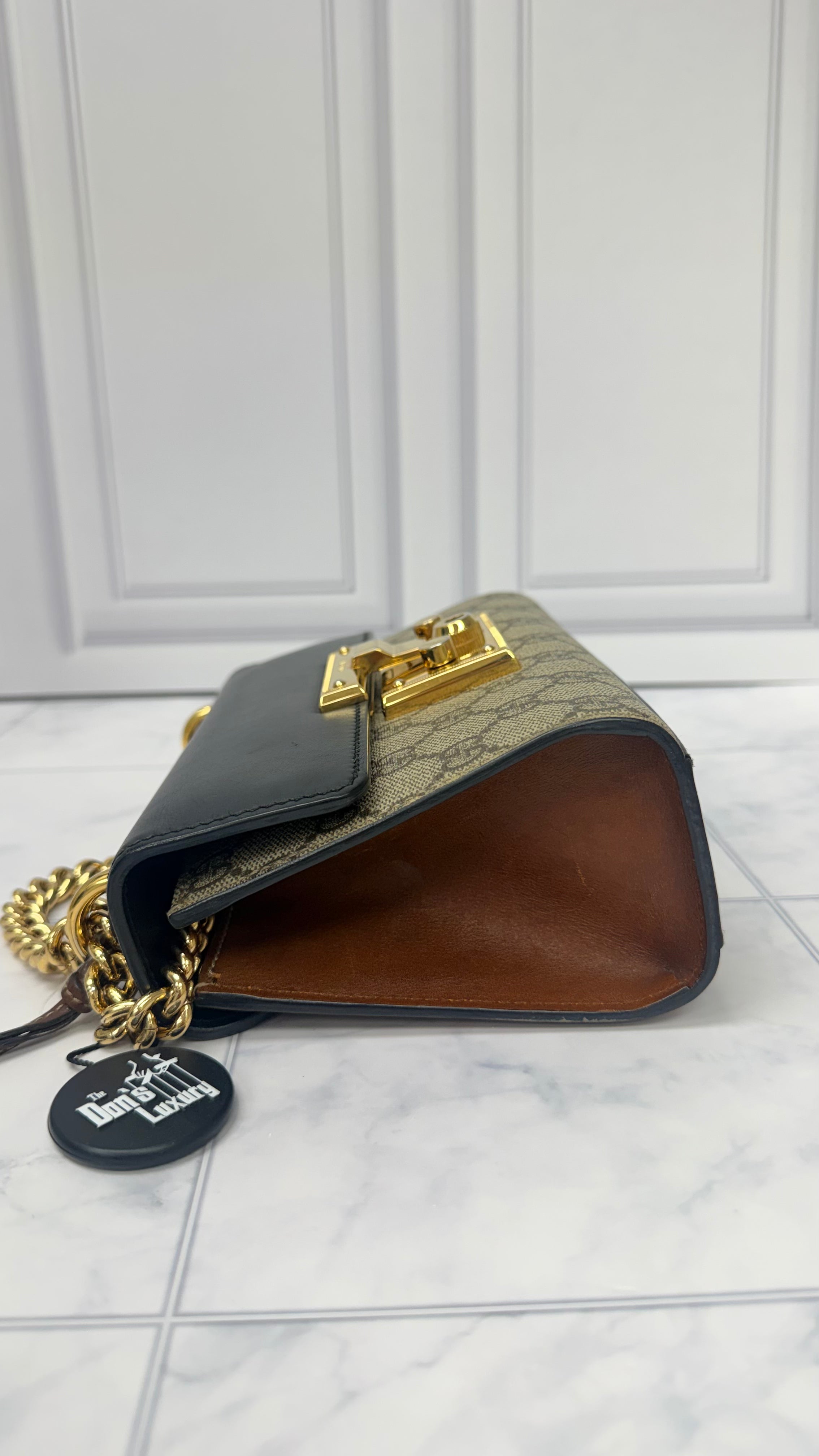 *DONS DROP* Gucci Black & GG Supreme Padlock Chain Shoulder Bag