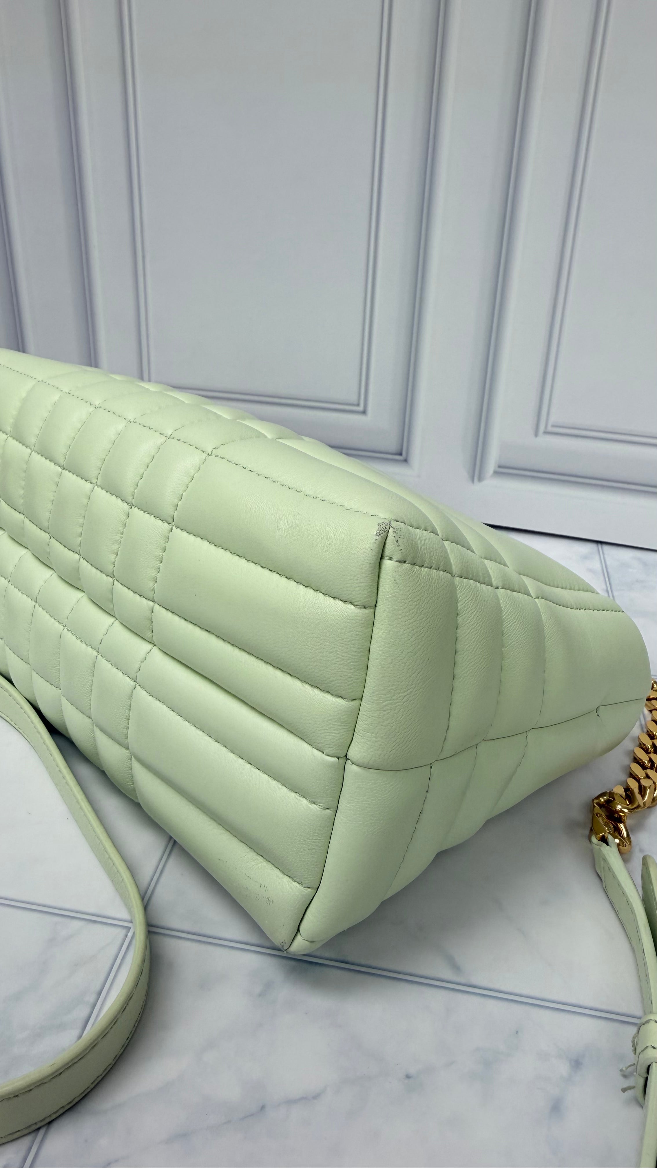 *DONS DROP* Burberry Pistachio Green Quilted Lambskin Small Lola Shoulder Bag