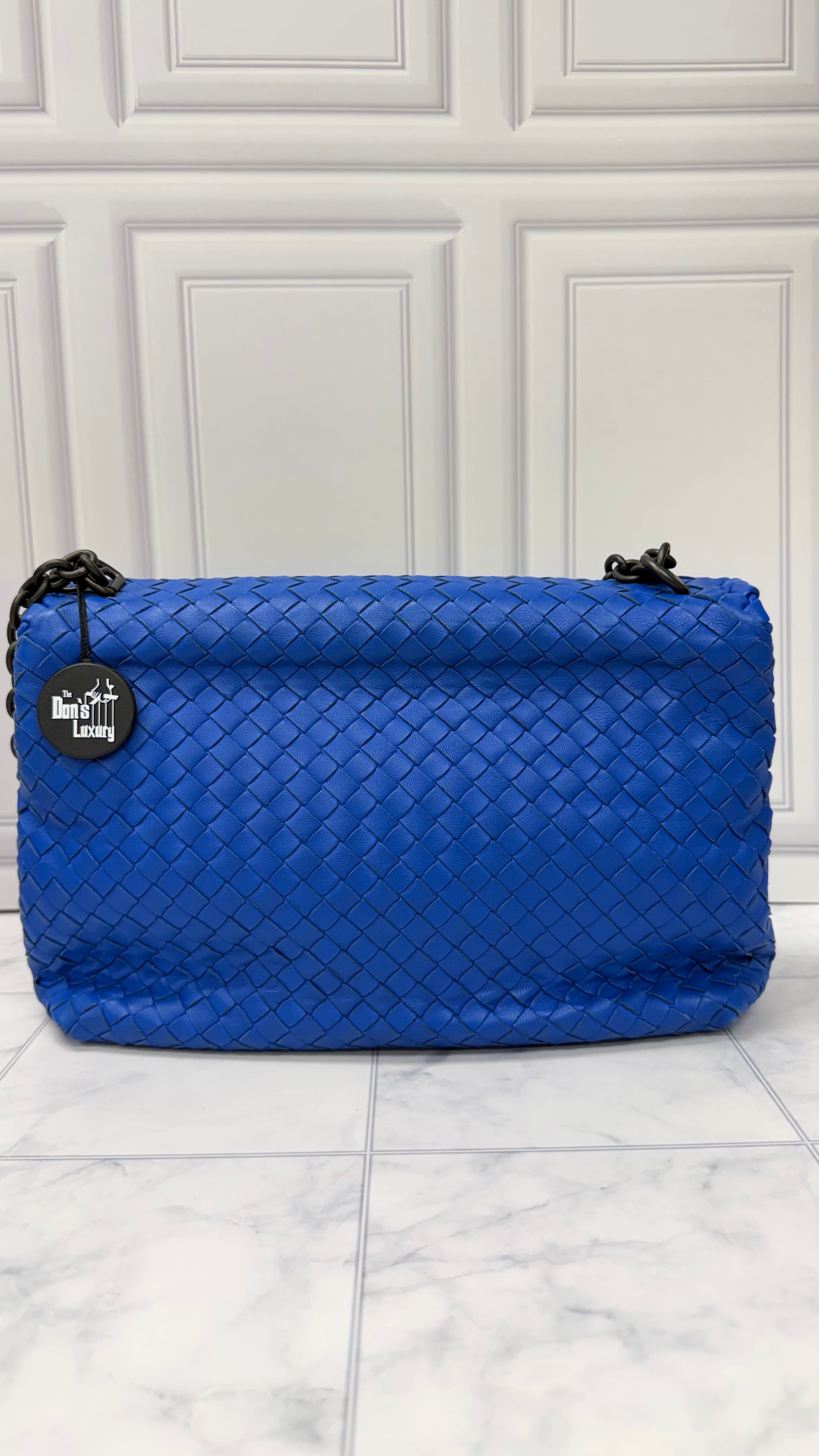 *DONS DROP* Bottega Veneta Blue Intrecciato Leather Large Olimpia Bag