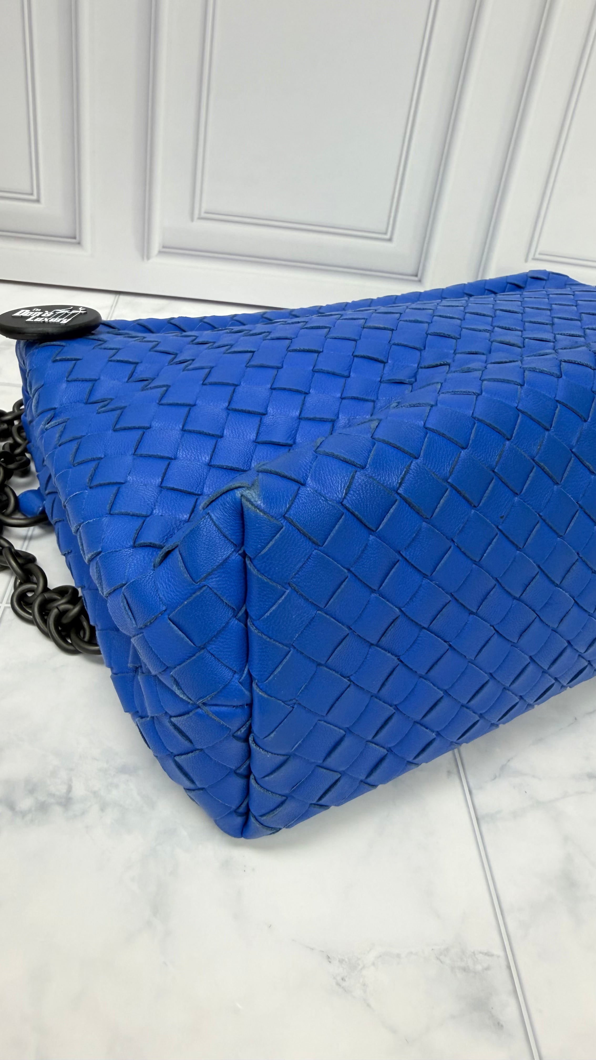 *DONS DROP* Bottega Veneta Blue Intrecciato Leather Large Olimpia Bag