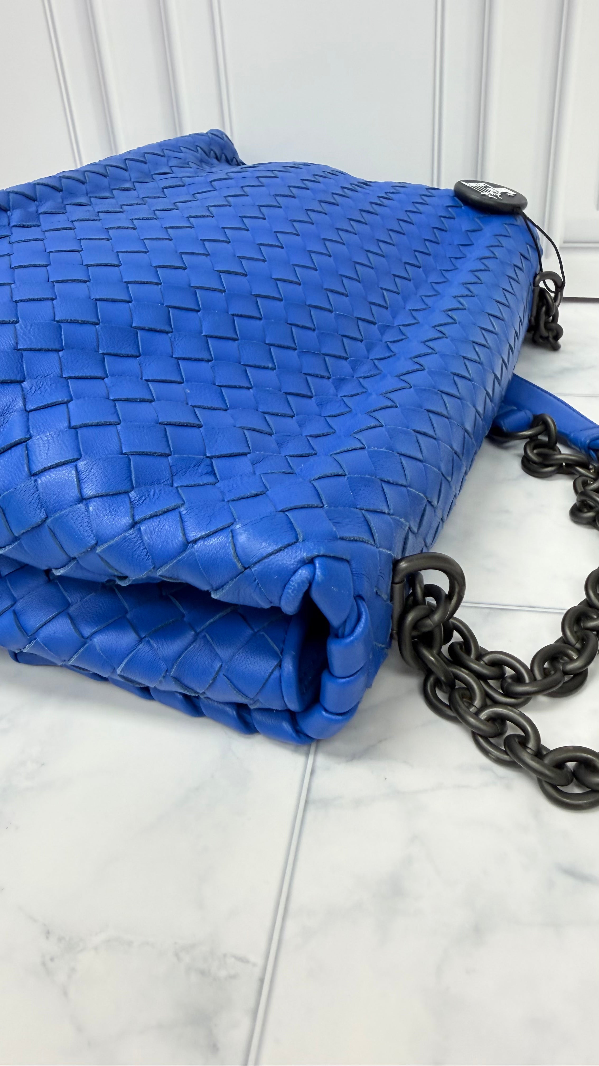 *DONS DROP* Bottega Veneta Blue Intrecciato Leather Large Olimpia Bag