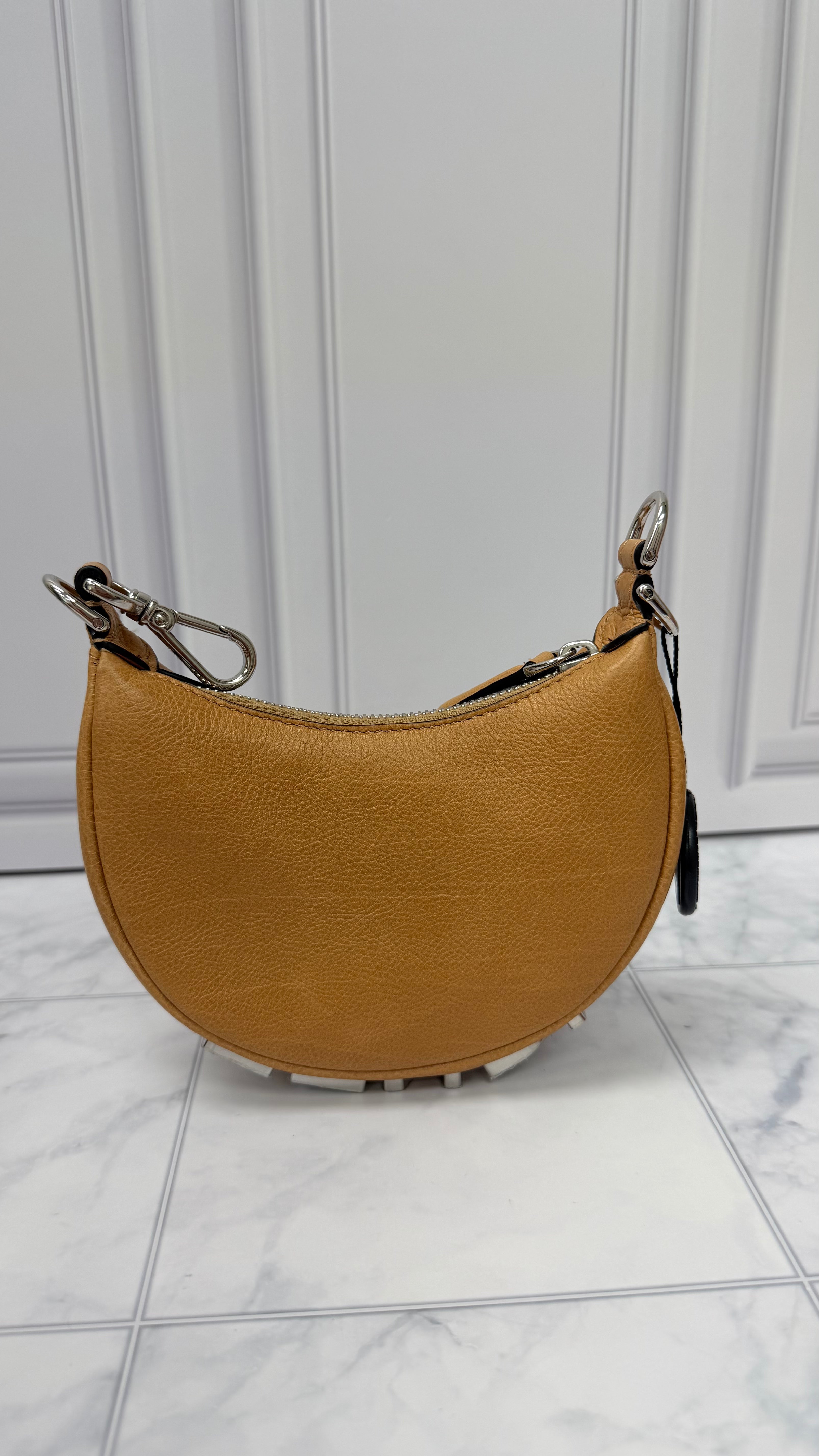 *DONS DROP* BRAND NEW- Fendi Brown Leather Nano Vitello Grace Fendigraphy Hobo Bag
