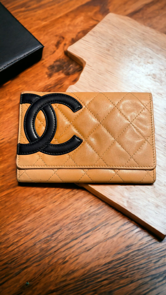 Chanel CC Cambon Tan Quilted Leather Wallet