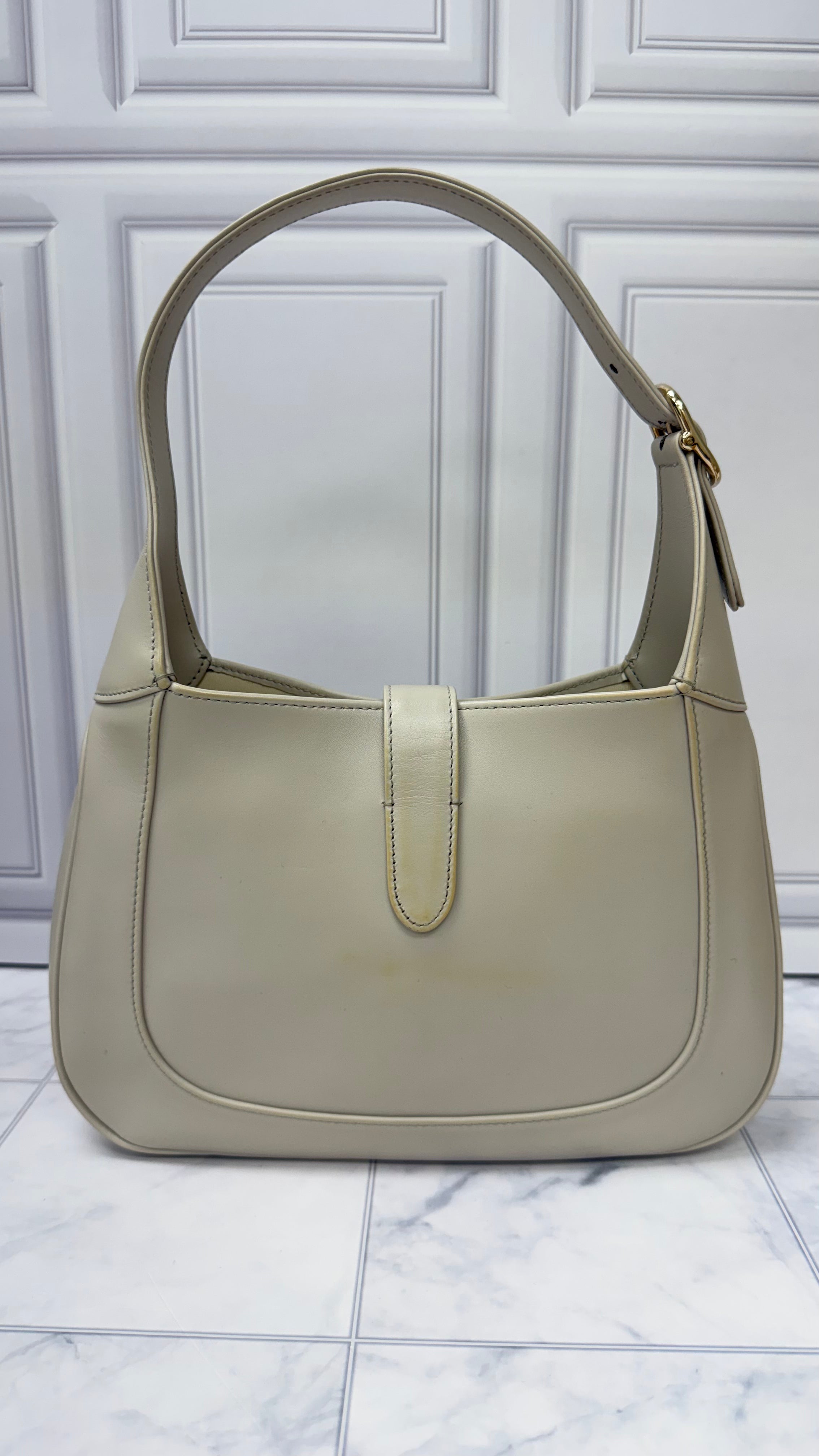 *DONS DROP* Gucci Grey Leather Ancora Web Jackie Shoulder Bag