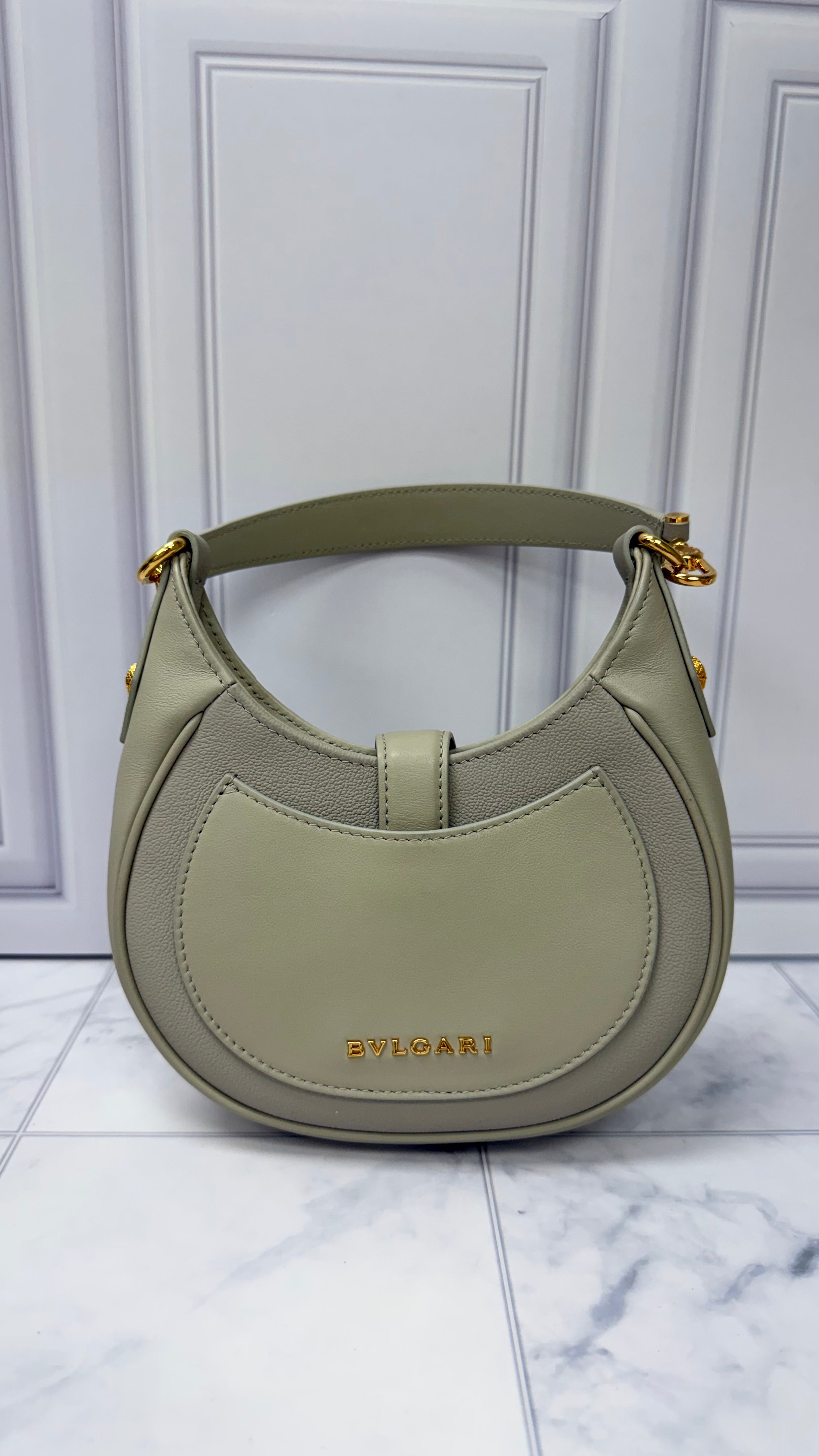 *DONS DROP* Bvlgari Ivory Calfskin Leather Mini Serpenti Ellipse Shoulder Bag