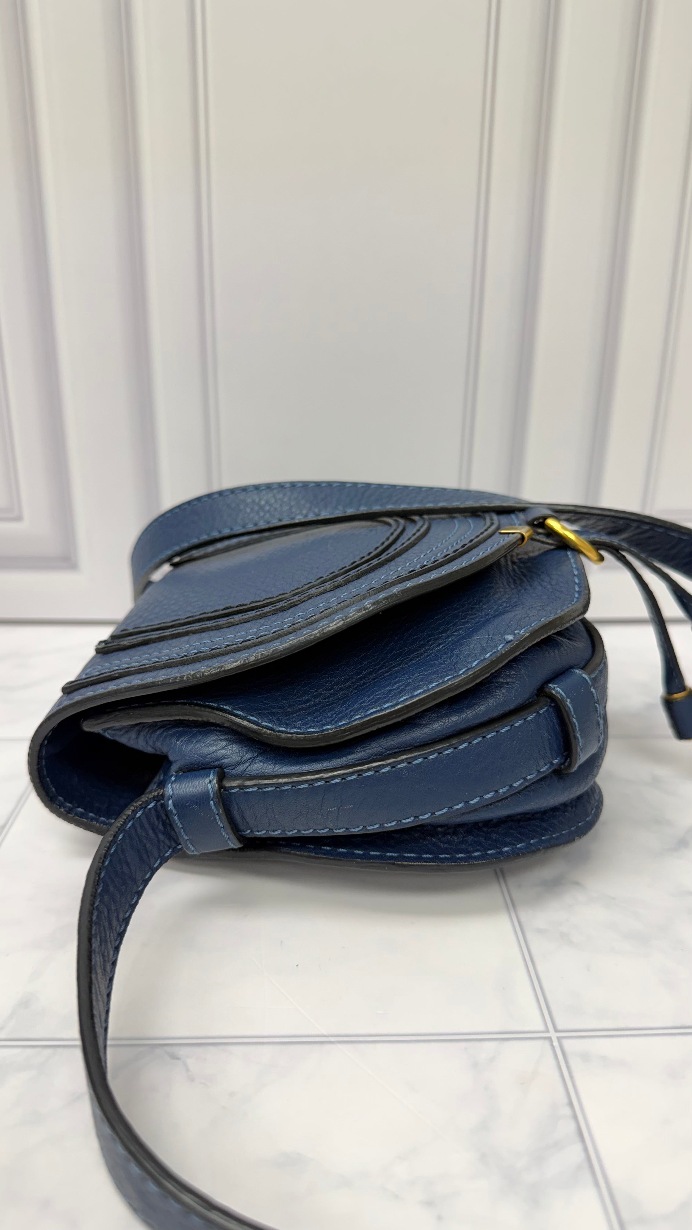 *DONS DROP* Chloe Blue Leather Small Marcie Saddle Bag