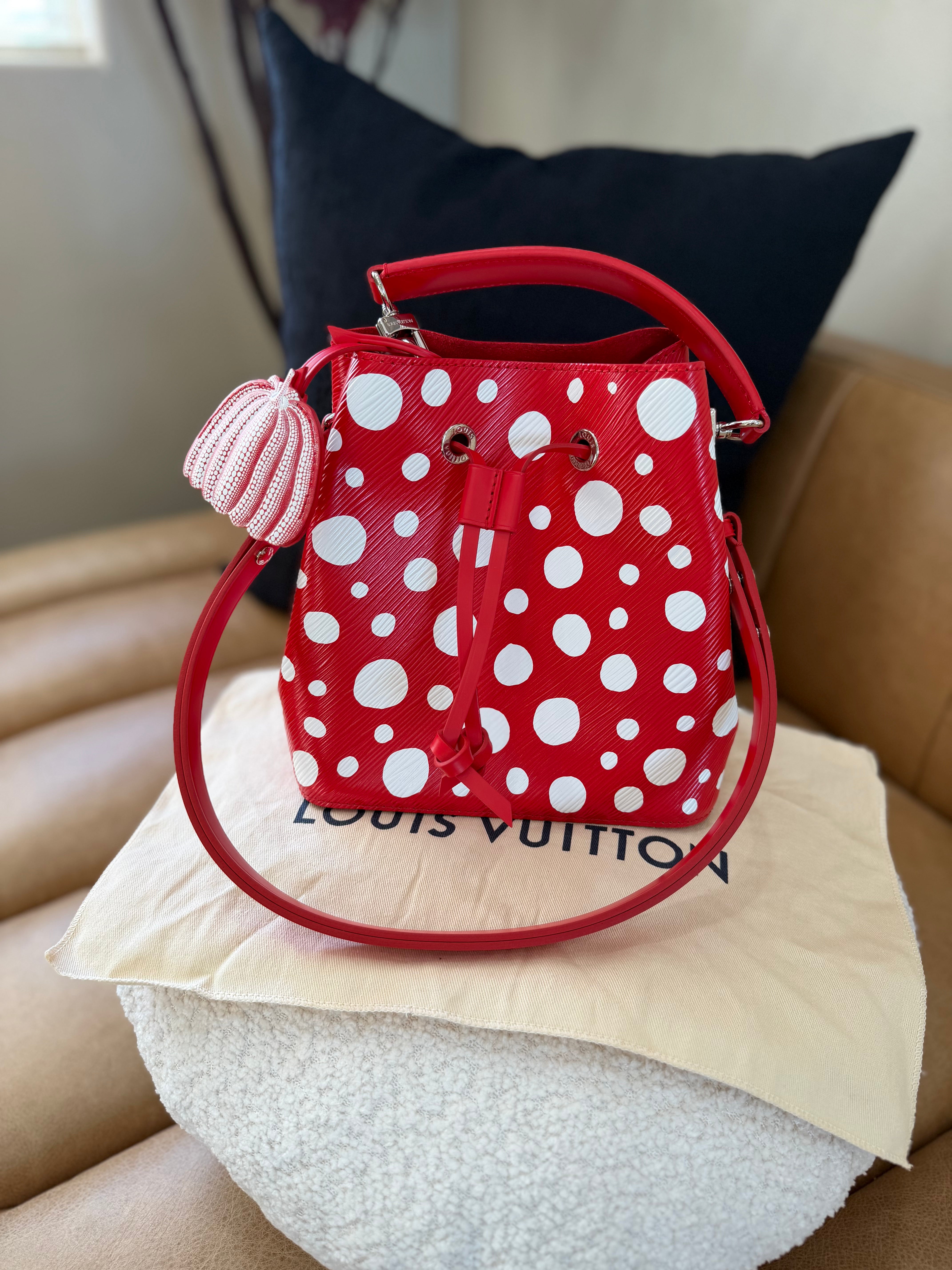 BRAND NEW- Louis Vuitton x Kusama Red Infinity Dots Epi NeoNoe BB Bucket Bag