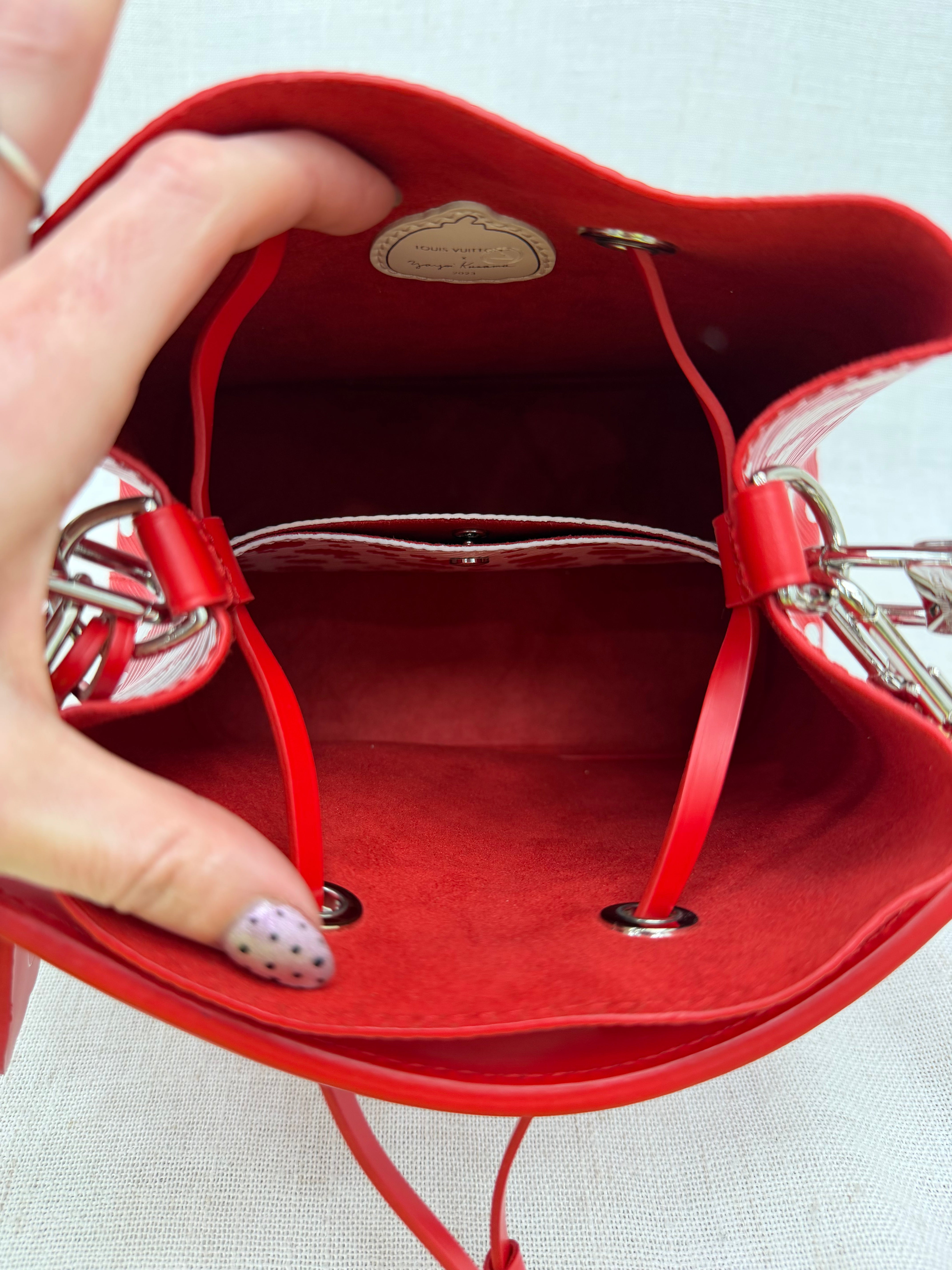 BRAND NEW- Louis Vuitton x Kusama Red Infinity Dots Epi NeoNoe BB Bucket Bag