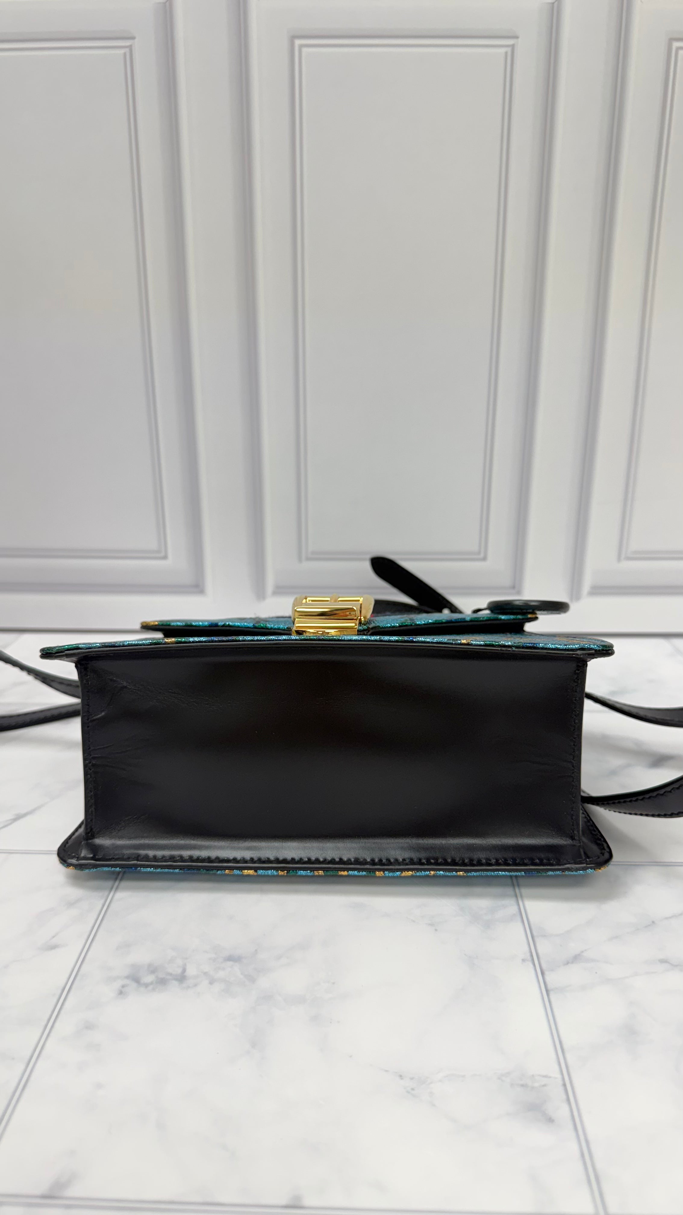 *DONS DROP* Gucci Blue Iridescent Brocade Mini Sylvie Top Handle Bag