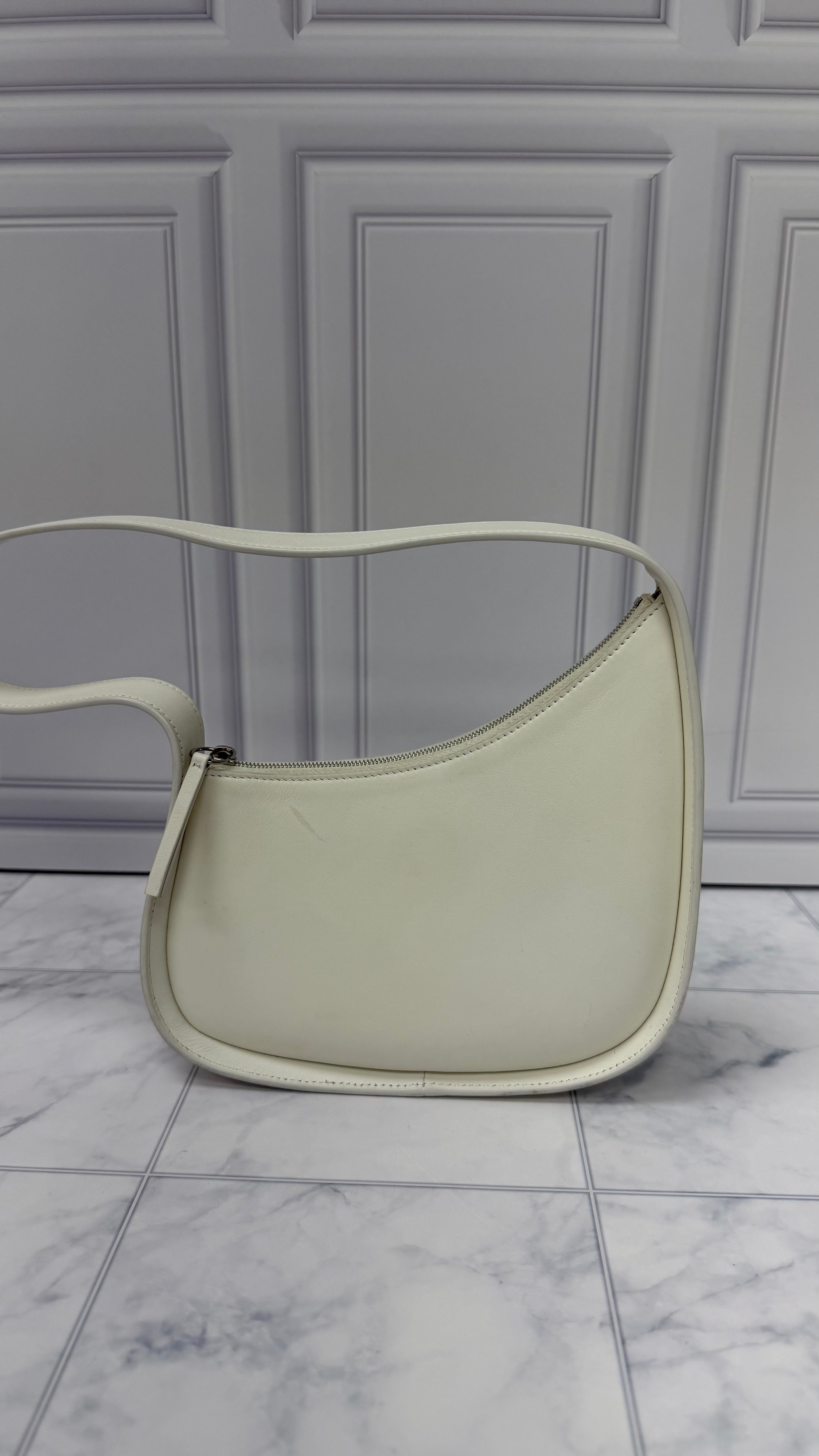 *DONS DROP* The Row White Leather Half Moon Shoulder Bag
