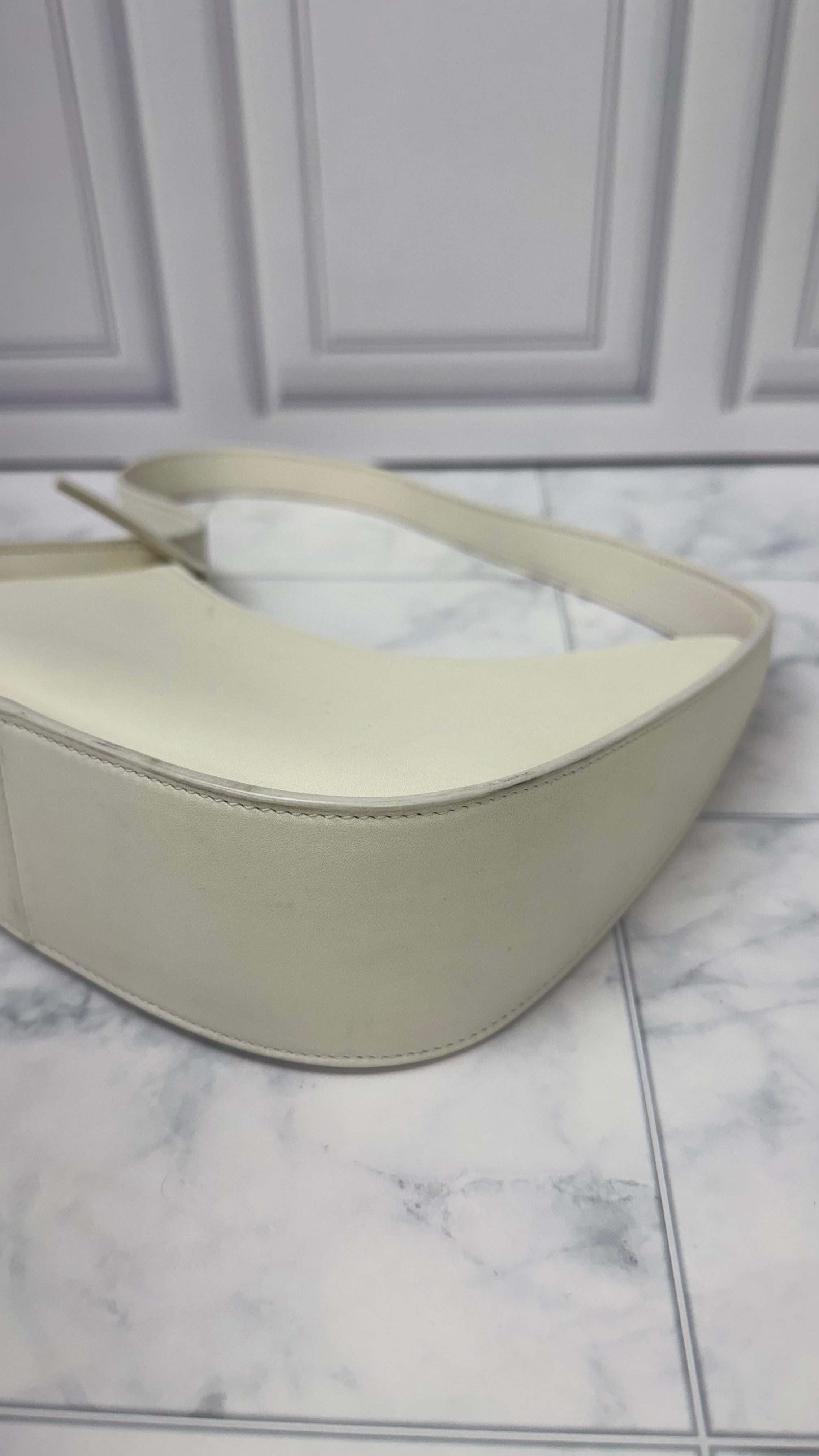*DONS DROP* The Row White Leather Half Moon Shoulder Bag