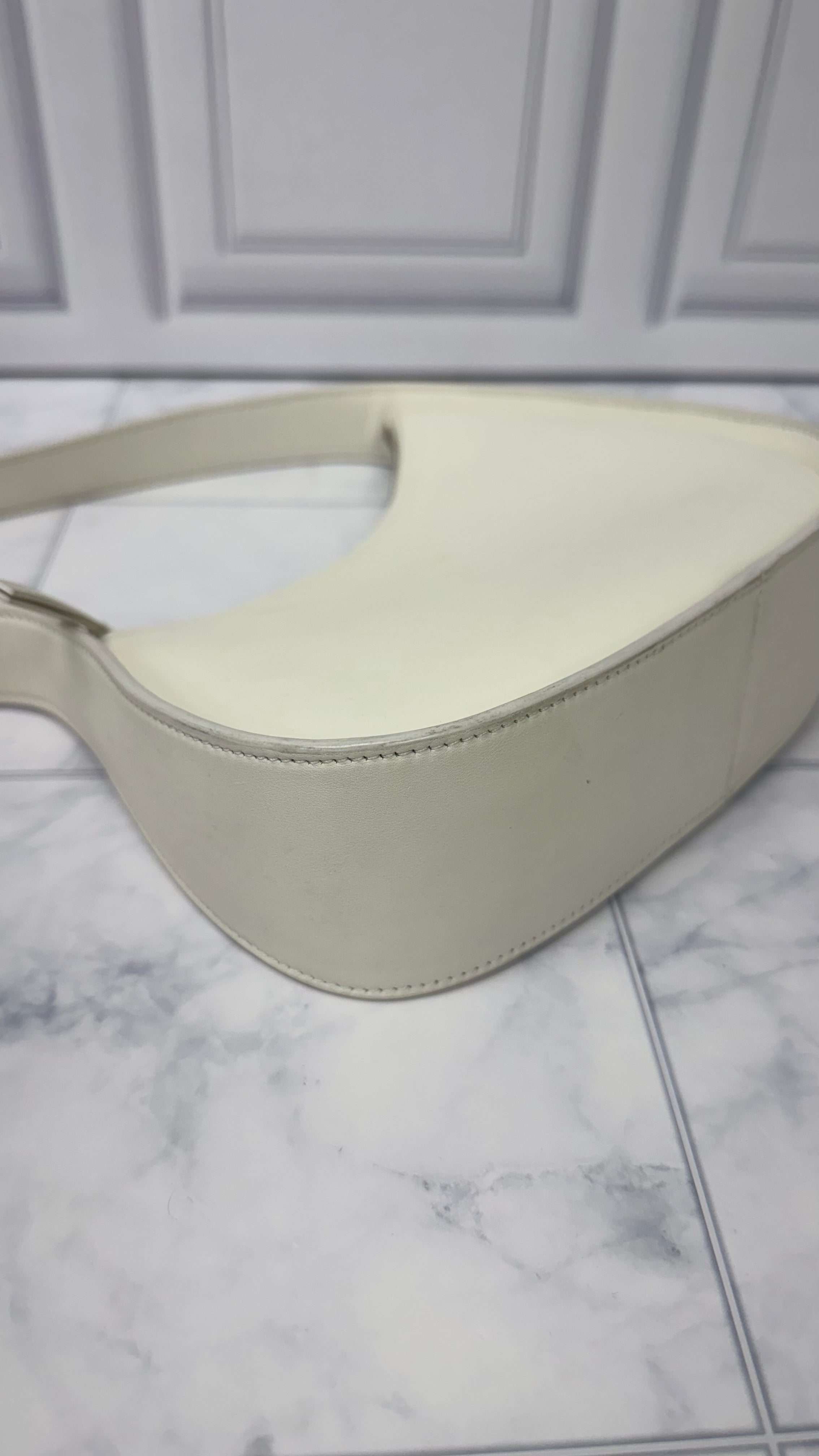 *DONS DROP* The Row White Leather Half Moon Shoulder Bag