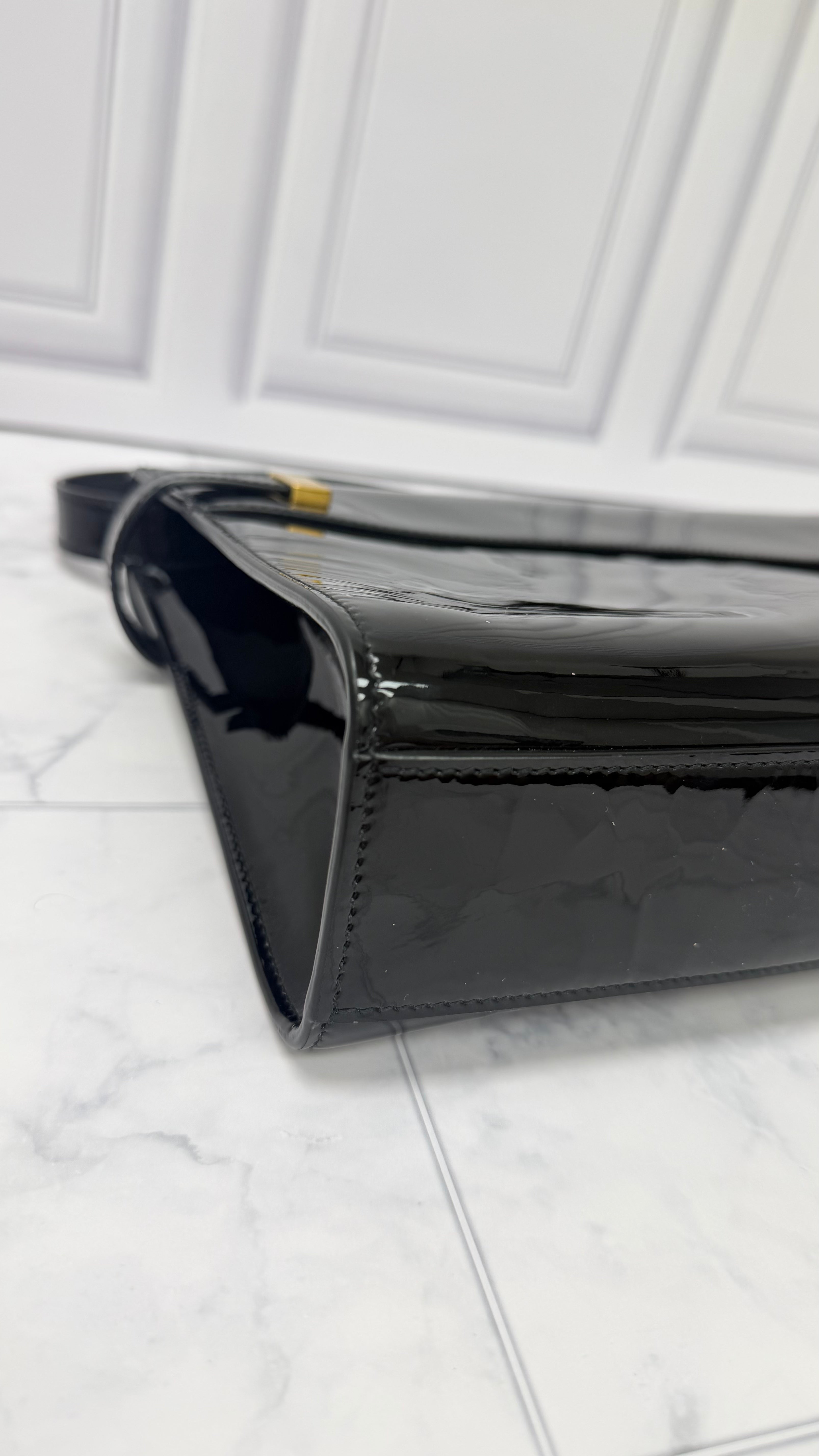 *DONS DROP* Saint Laurent YSL Black Patent Leather Manhattan Shoulder bag