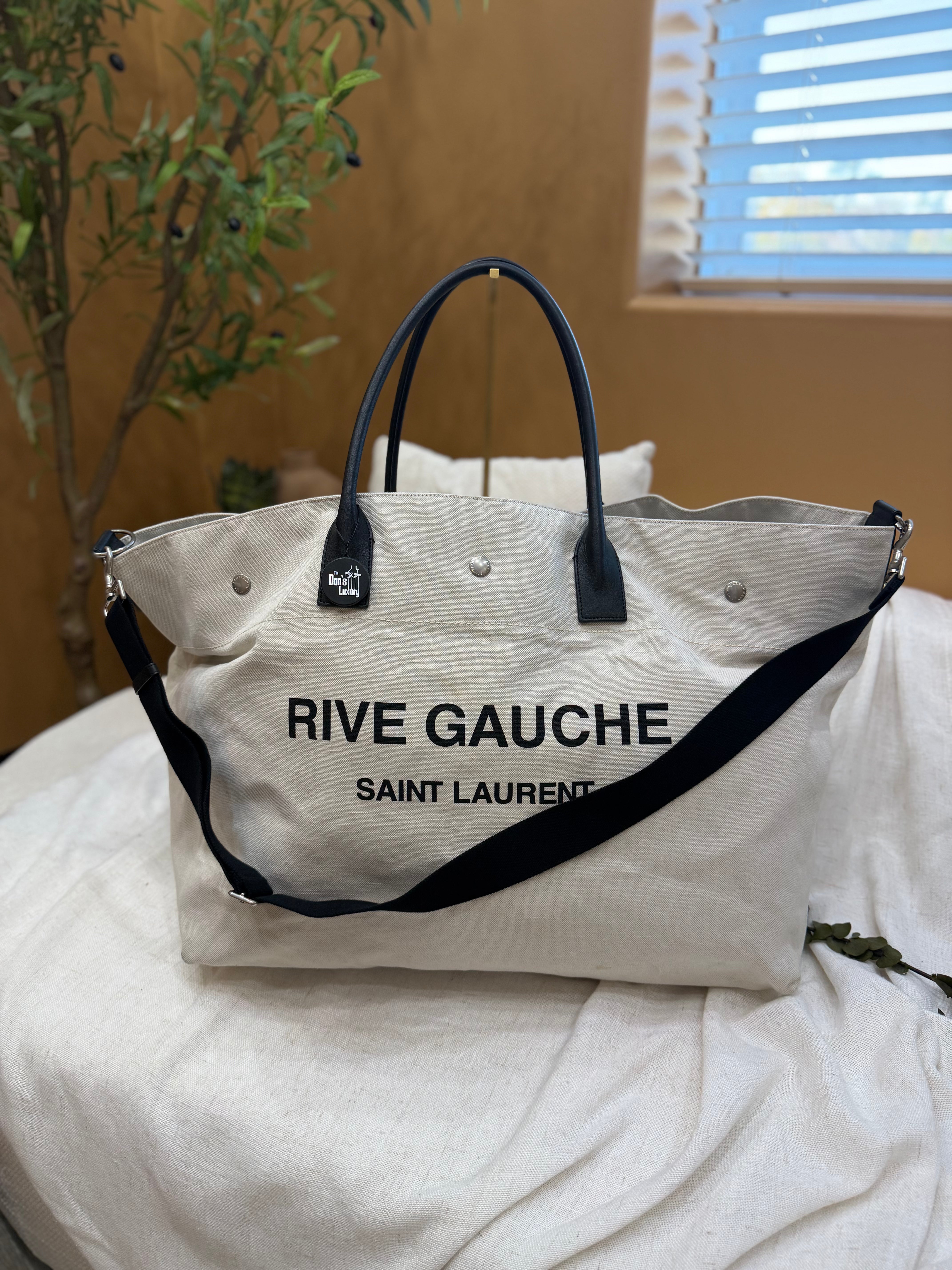 *DONS PRE-DROP* YSL Saint Laurent Tan Canvas Rive Gauche Maxi Tote