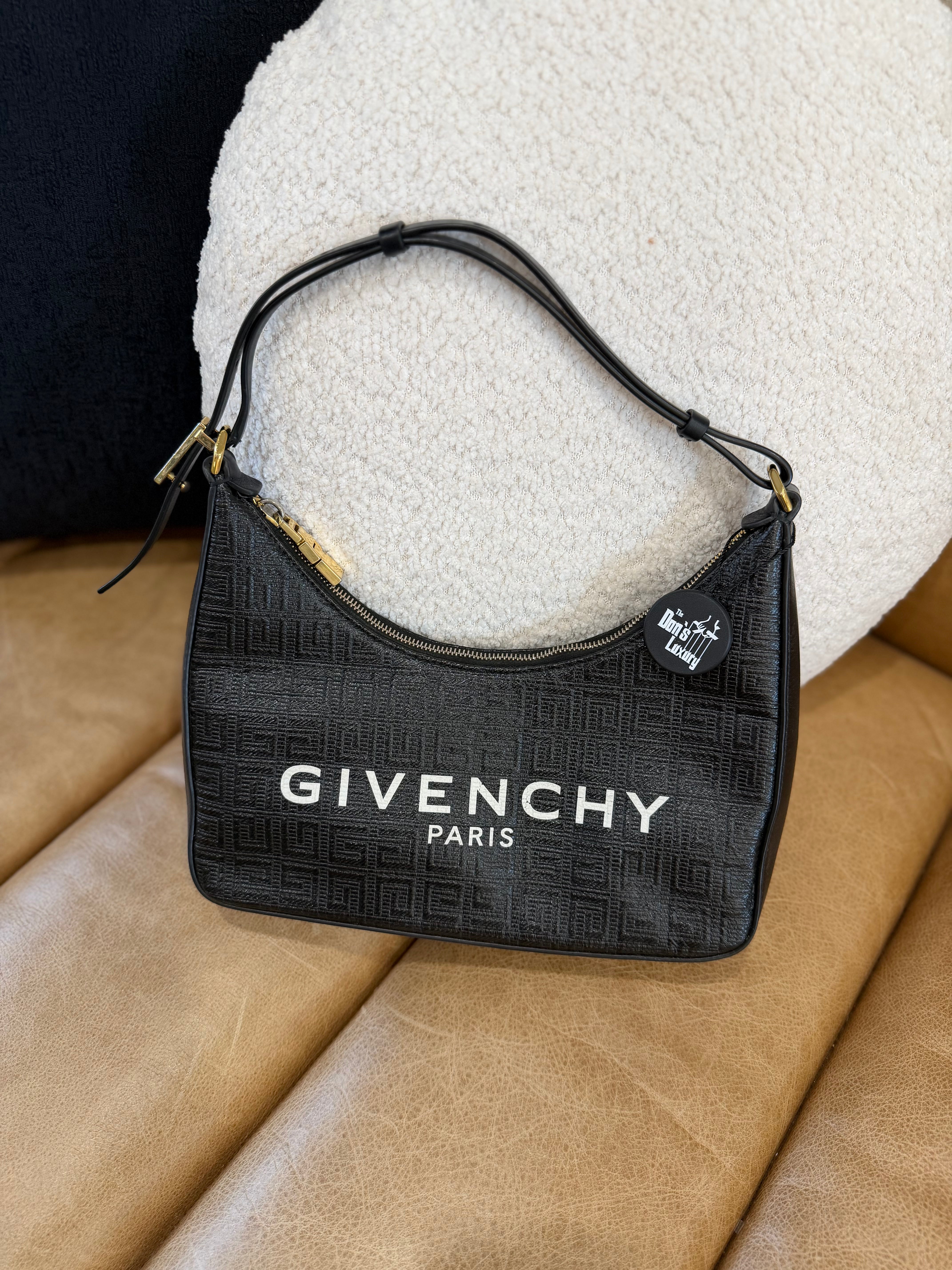 *DONS PRE-DROP* Givenchy Black Coated Canvas Logo Small Moon Shoulder Bag