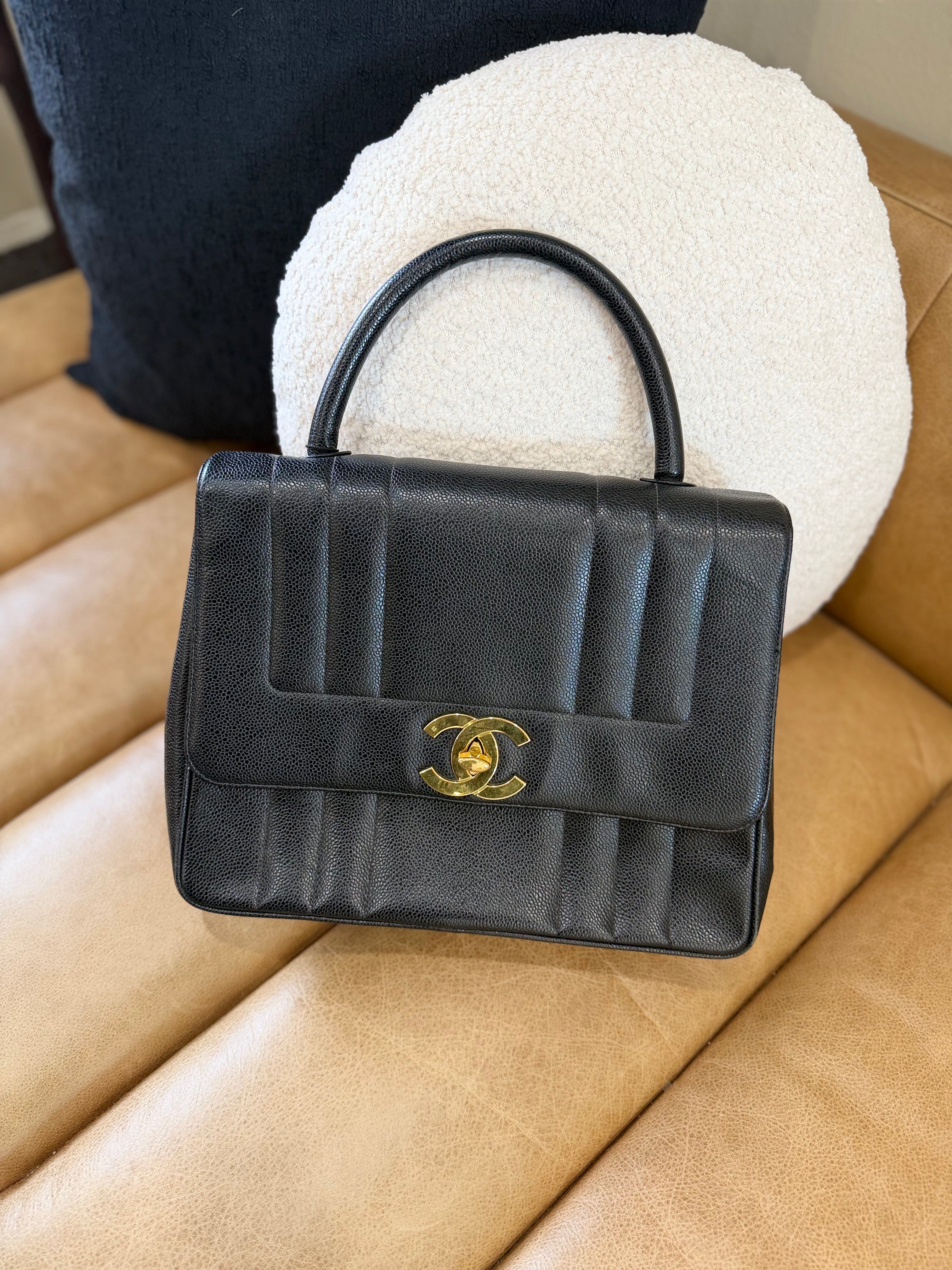 *DONS PRE-DROP* Chanel Black Caviar Leather Vintage 24k Gold Kelly Bag