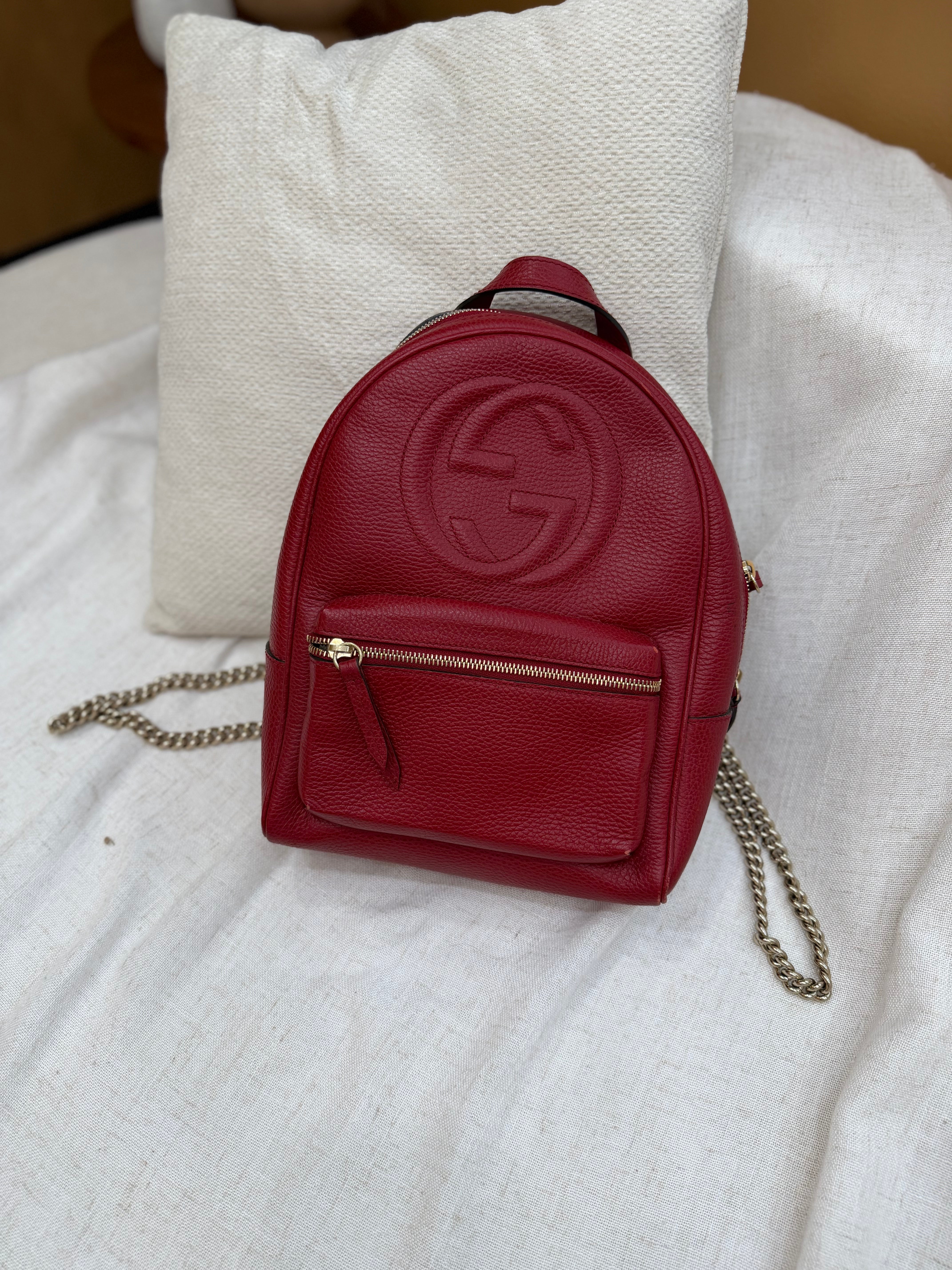 *DONS PRE-DROP* Gucci Red Leather Soho Chain Backpack