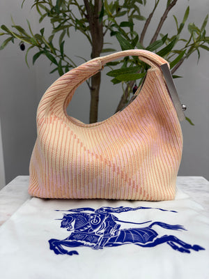 *DONS DROP* LIKE NEW - Burberry Pink Lemonade Knitted Canvas Mini Peg Duffle Bag