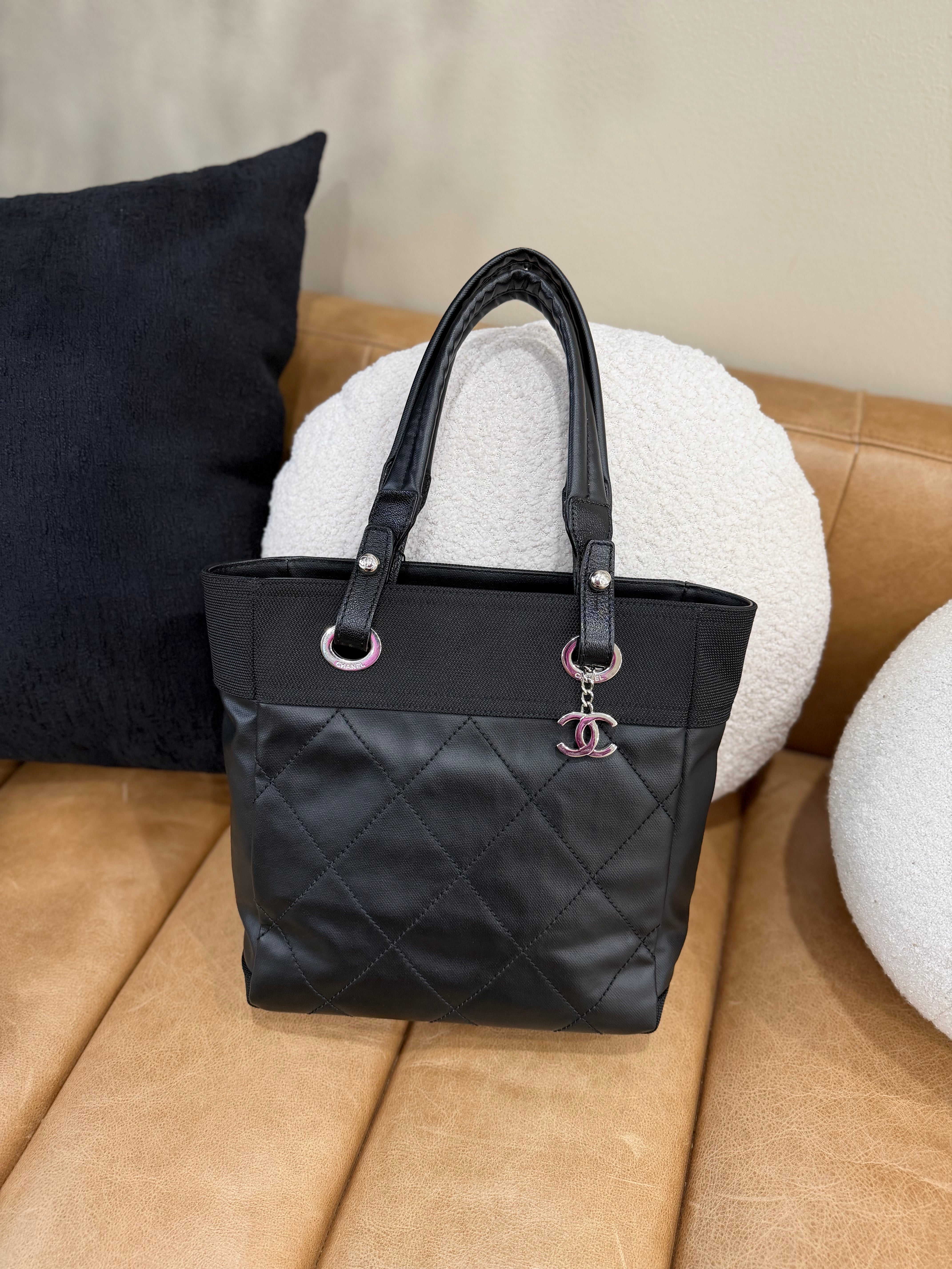 *DONS PRE-DROP* Chanel Black Diamond Quilted Paris Biarritz Tote Bag