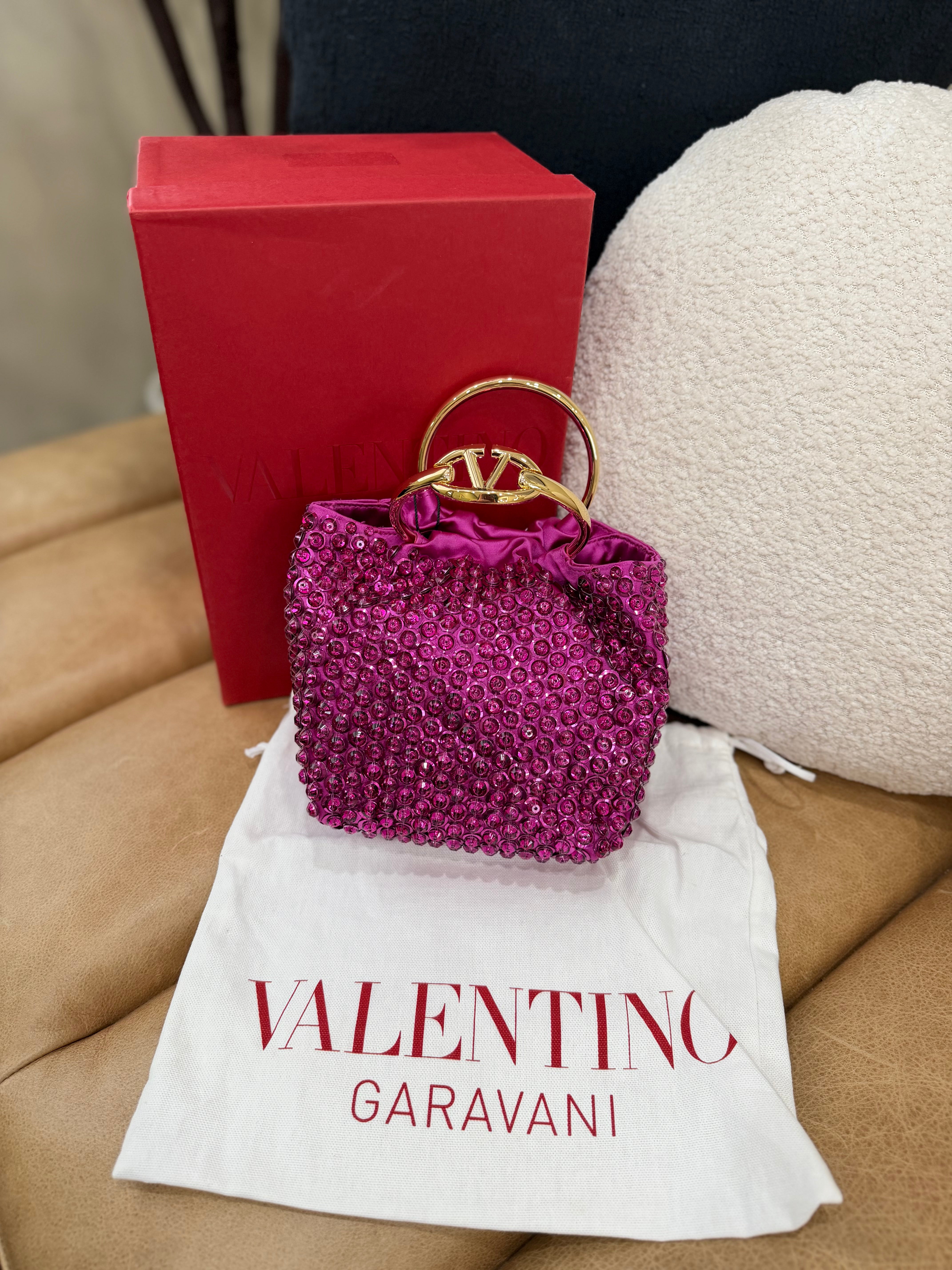 *DONS PRE-DROP* BRAND NEW- Valentino Fuchsia Rhinstone & Satin Handbag