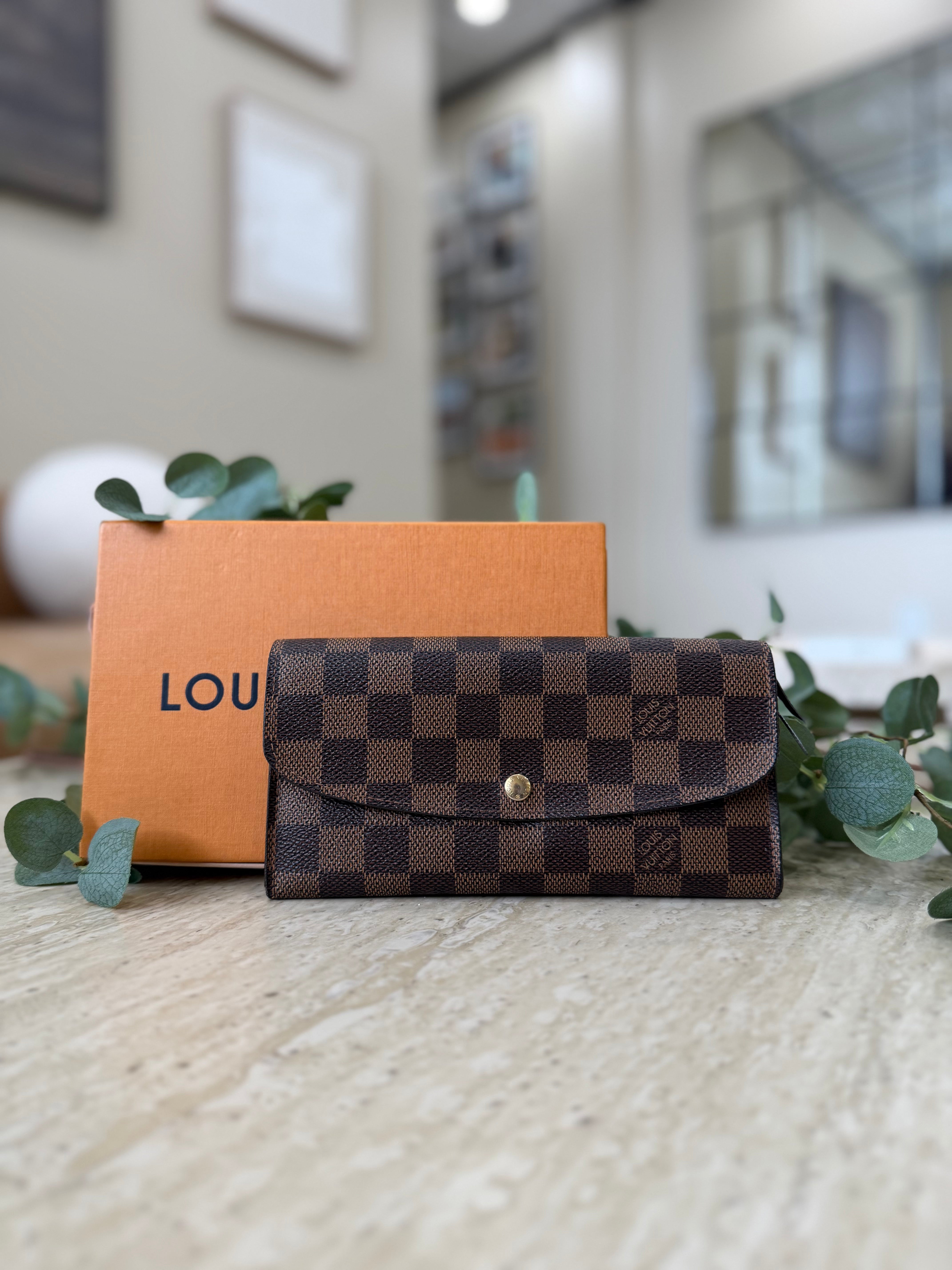 Louis Vuitton Damier Ebene & Brown Emilie Wallet