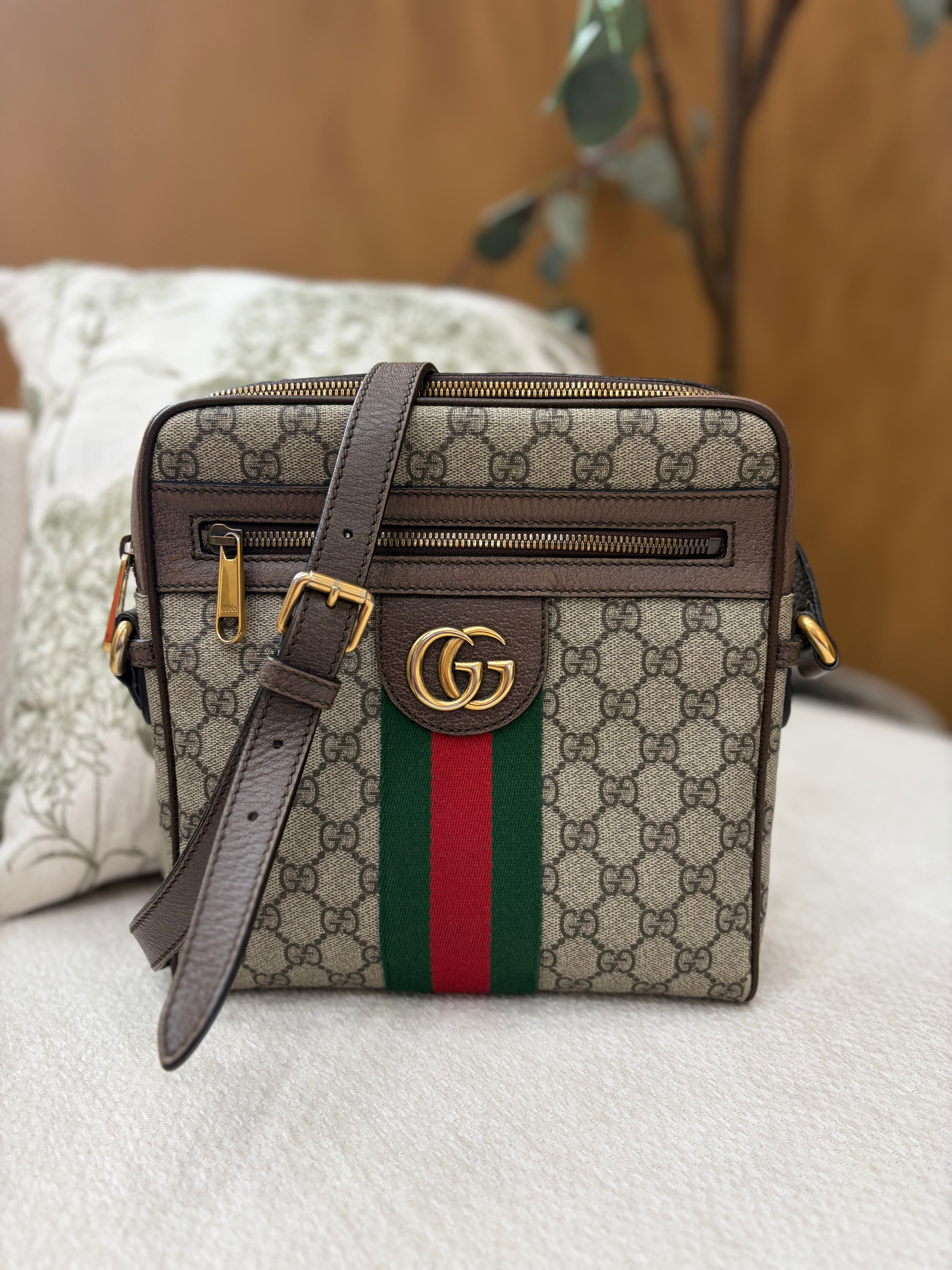 Gucci Monogram Coated Canvas Small Ophidia Messenger Bag