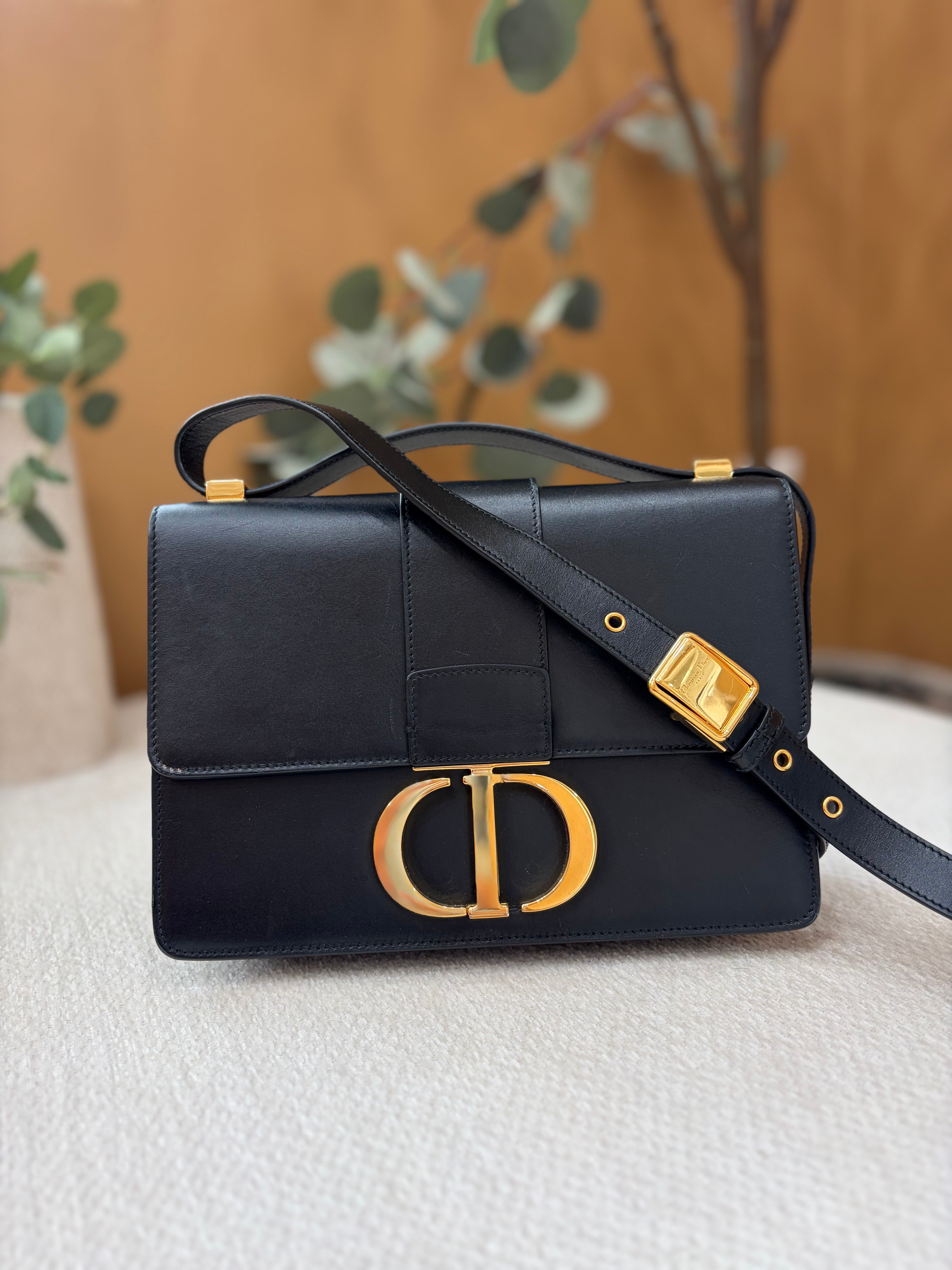 Christian Dior Black Calfskin Leather 30 Montaigne Handbag