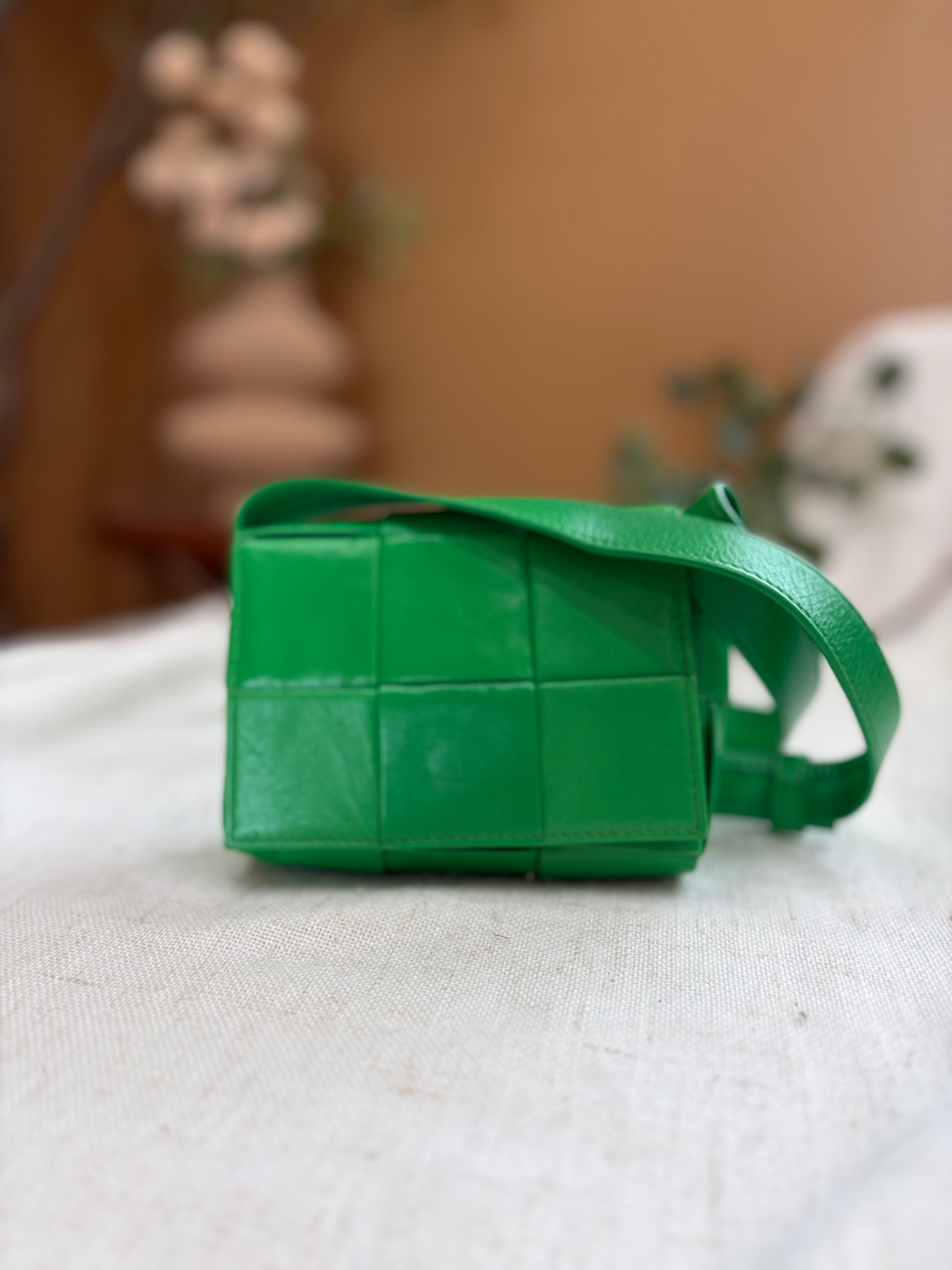 Bottega Veneta Green Intrecciato Leather Candy Cassette Mini Crossbody Bag