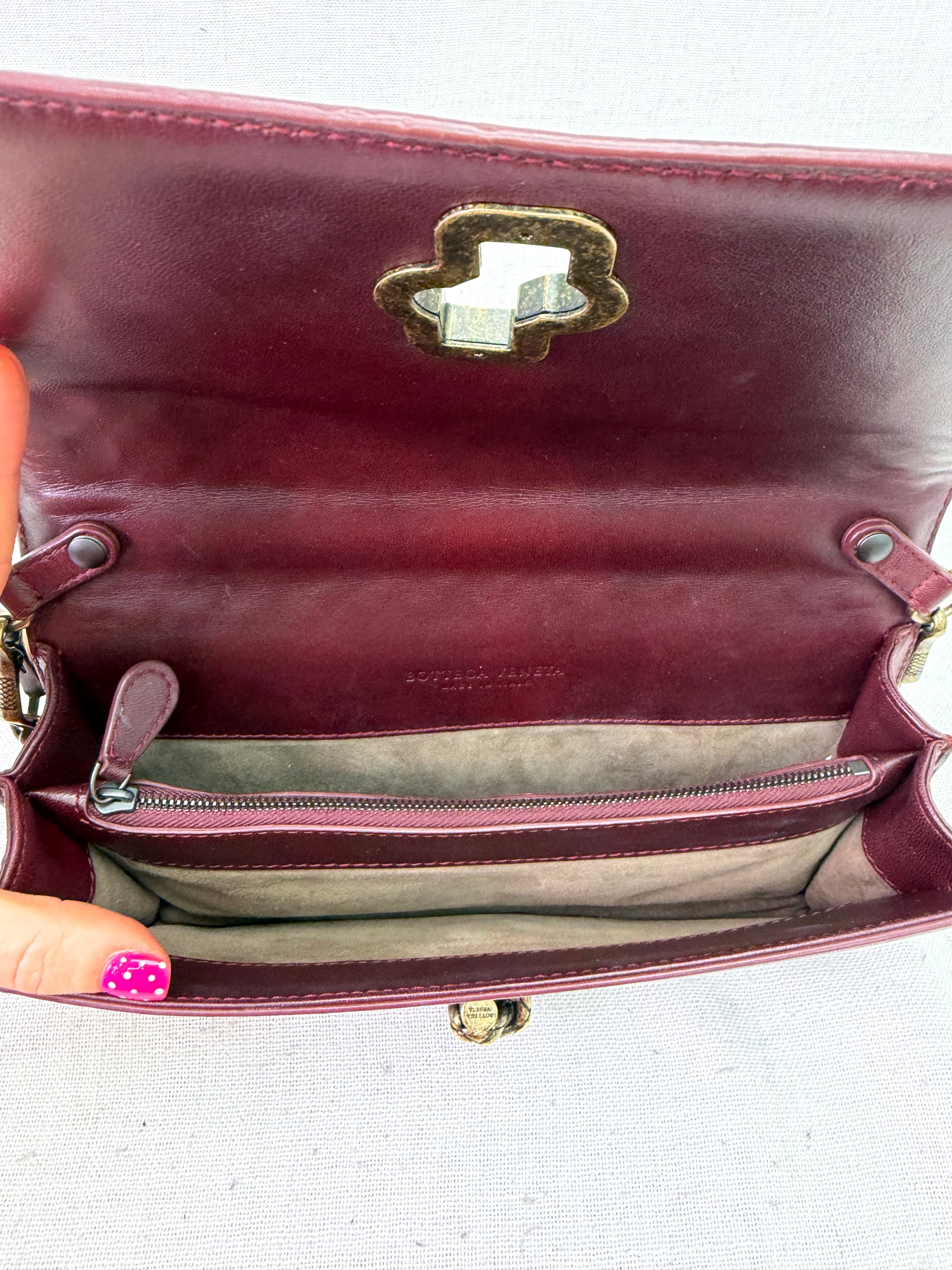 Bottega Veneta Knit Intrecciato & Snakeskin Trim Olimpia Knot Chain Clutch