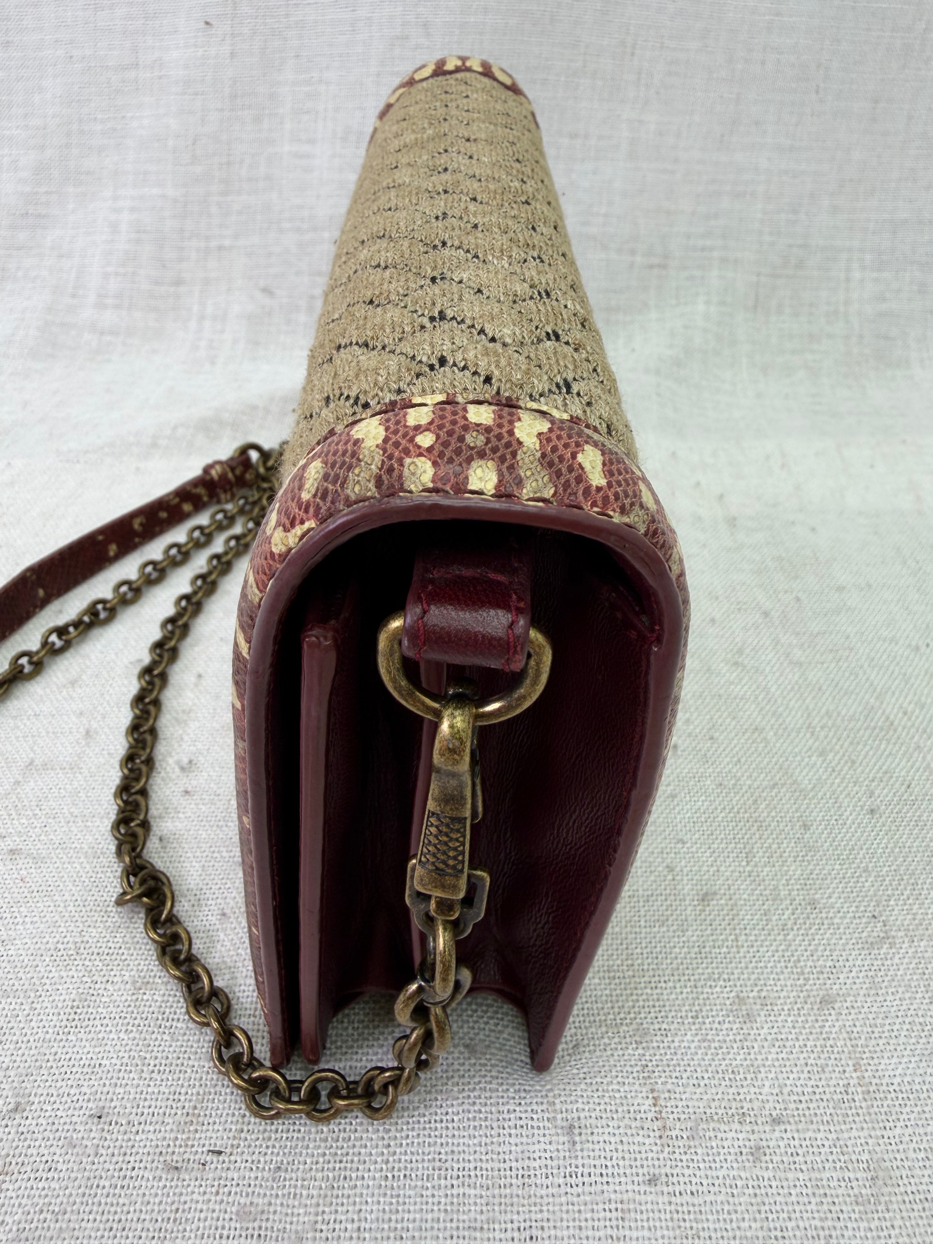 Bottega Veneta Knit Intrecciato & Snakeskin Trim Olimpia Knot Chain Clutch