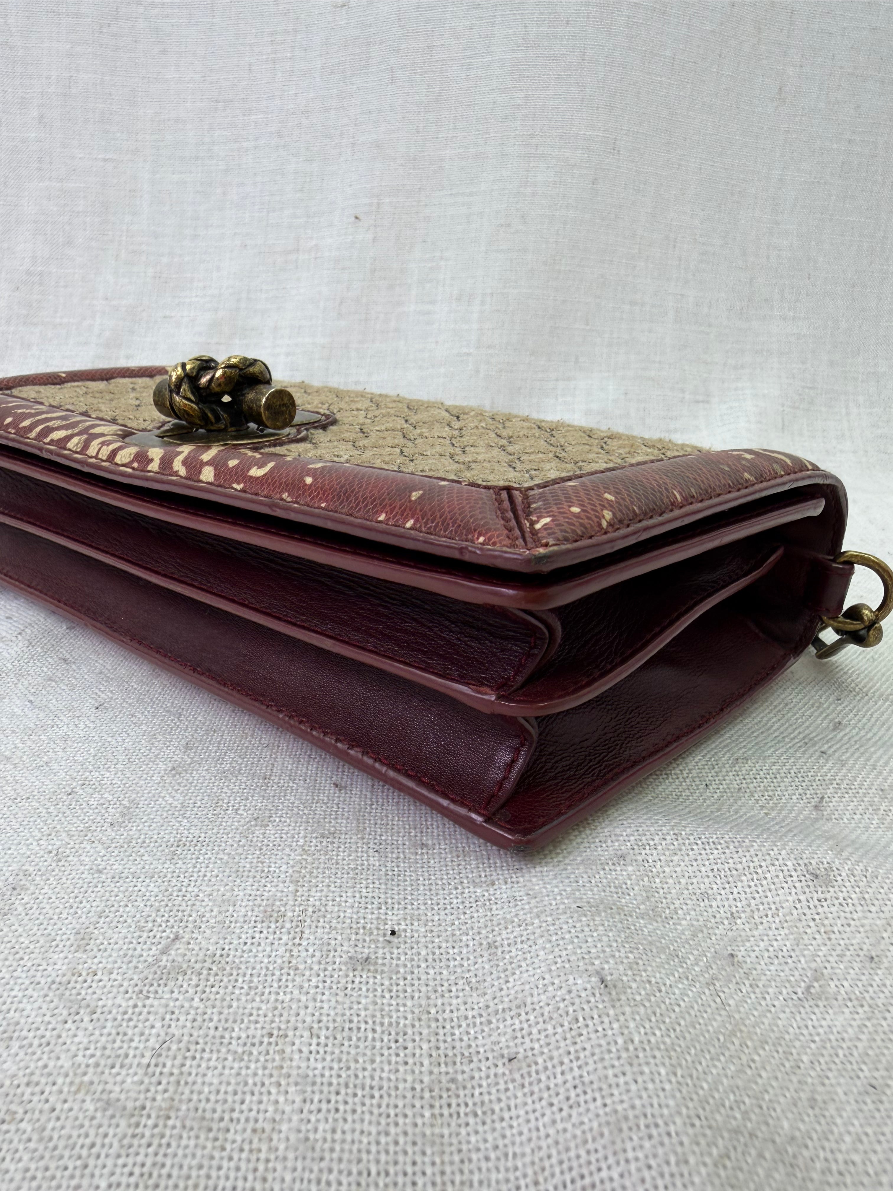 Bottega Veneta Knit Intrecciato & Snakeskin Trim Olimpia Knot Chain Clutch