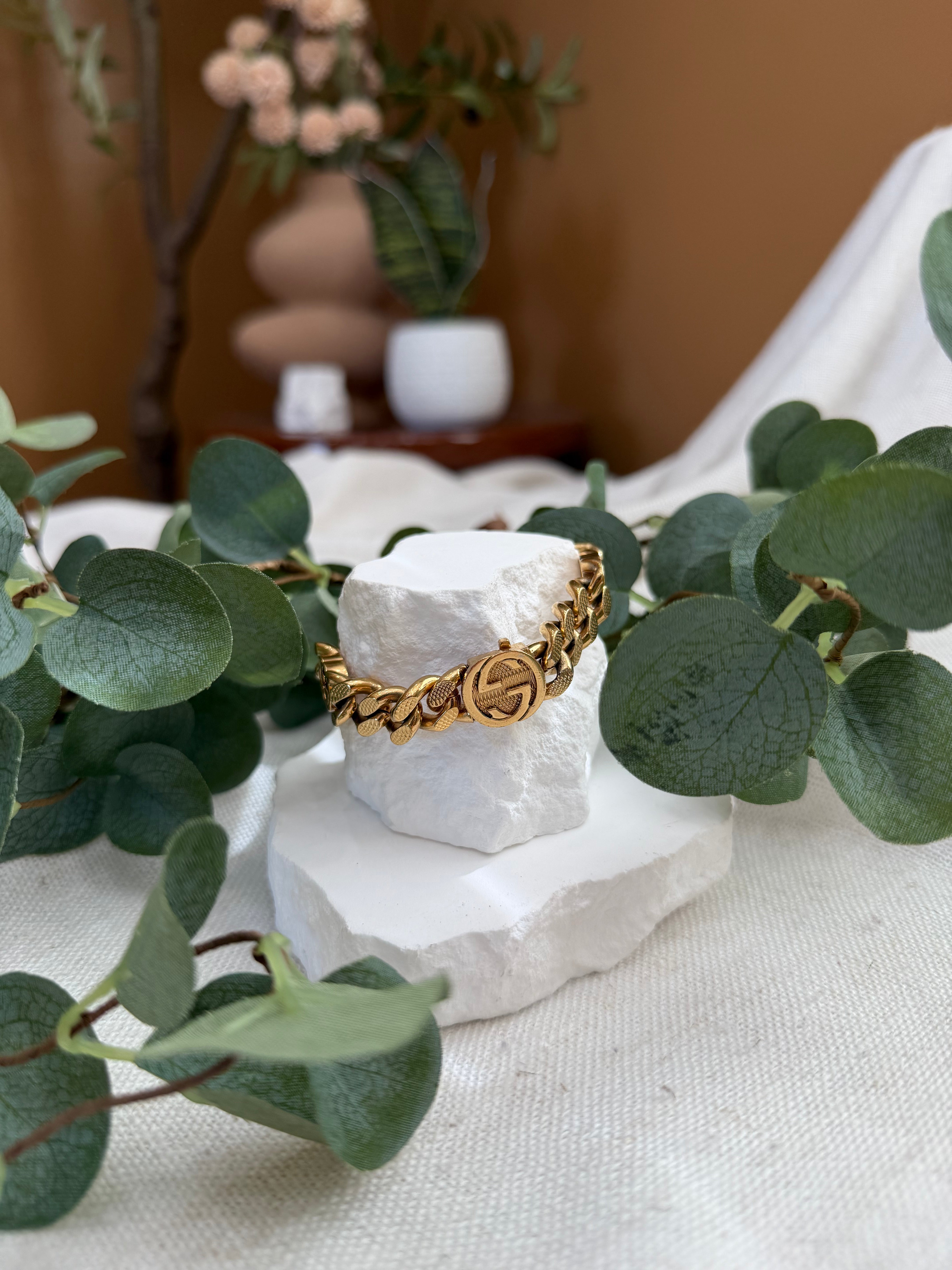 Gucci Gold Tone Interlocking G Chain Bracelet